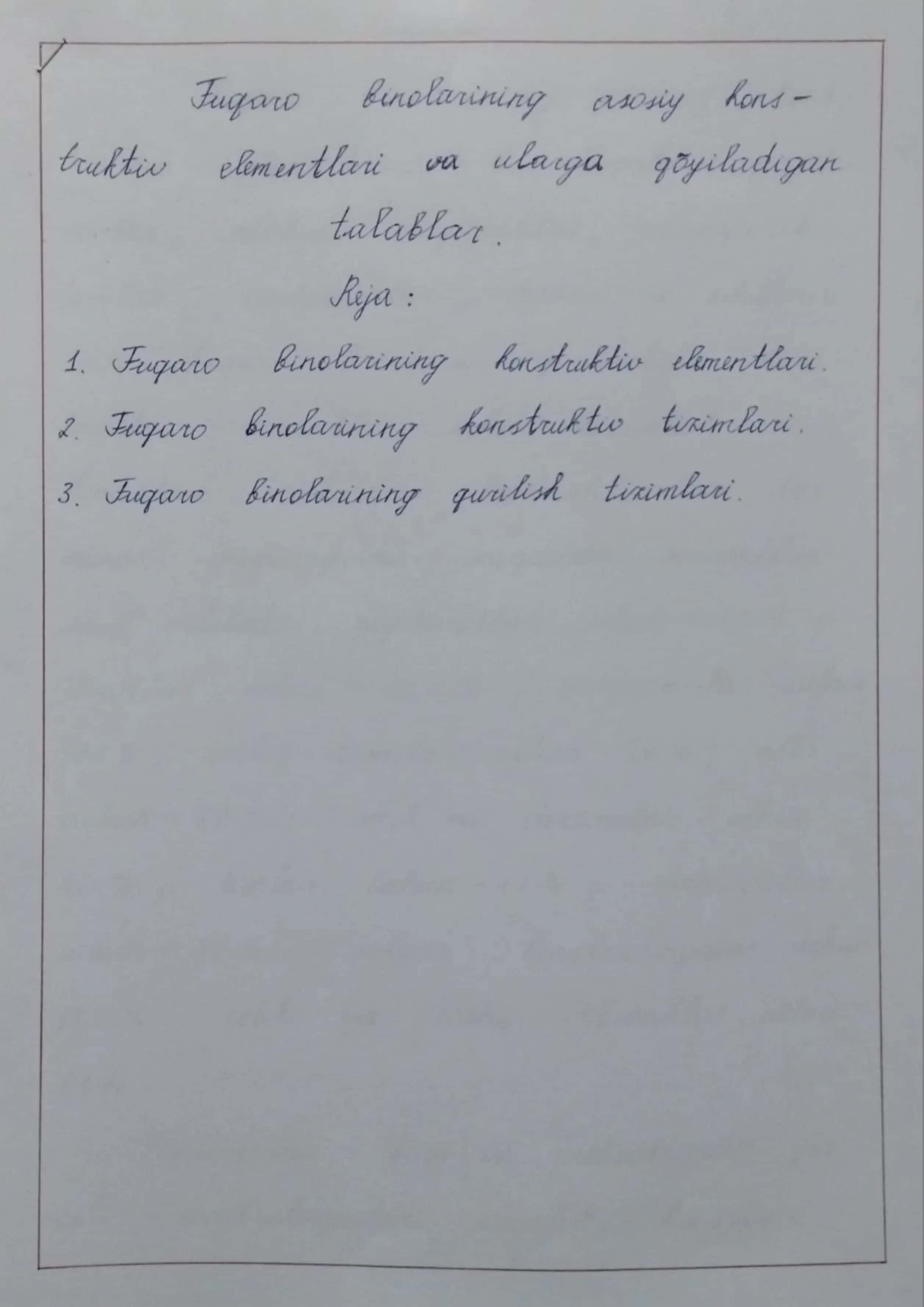 Fuqaro binolarining asosiy konstruktiv elementlari va ularga qo'yiladigan talablar 1
