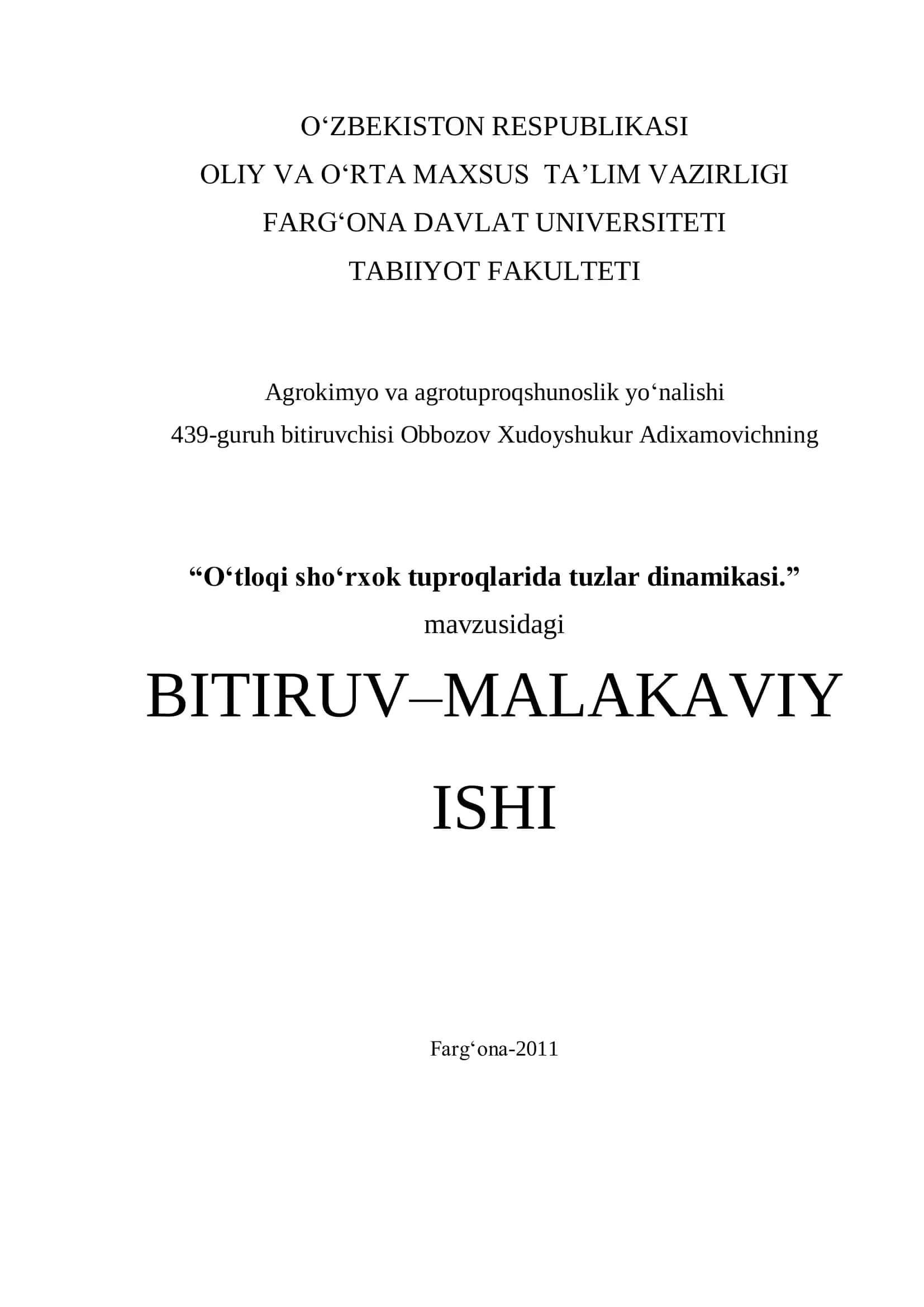 O‘tloqi sho‘rxok tuproqlarida tuzlar dinamikasi 1