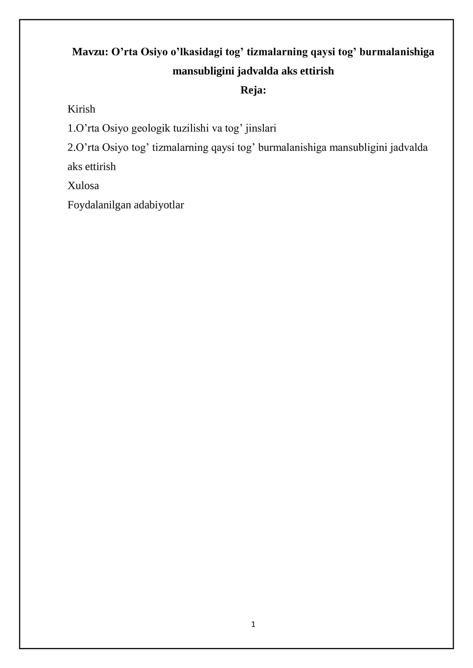 Tog' hosil bo'lish bosqichlari 1