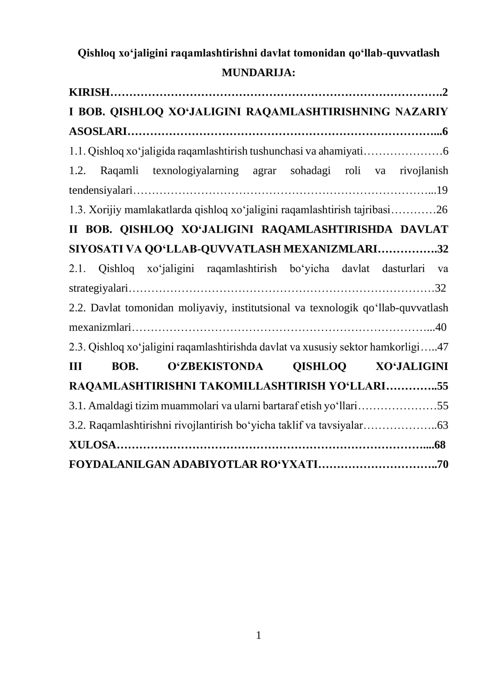 Qishloq xo‘jaligini raqamlashtirishni davlat tomonidan qo‘llab-quvvatlash 1