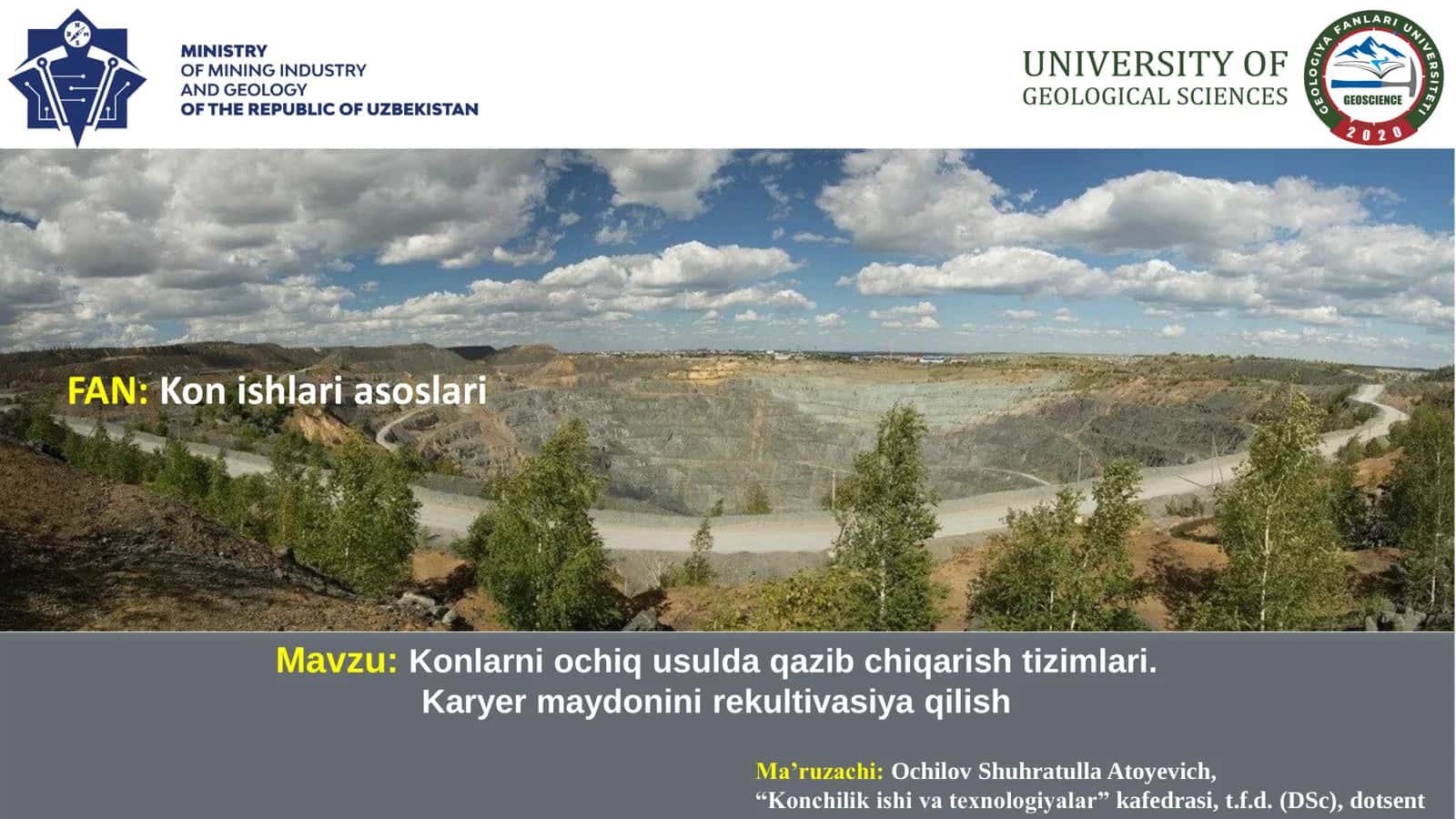 Konlarni ochiq usulda qazib chiqarish tizimlari 1