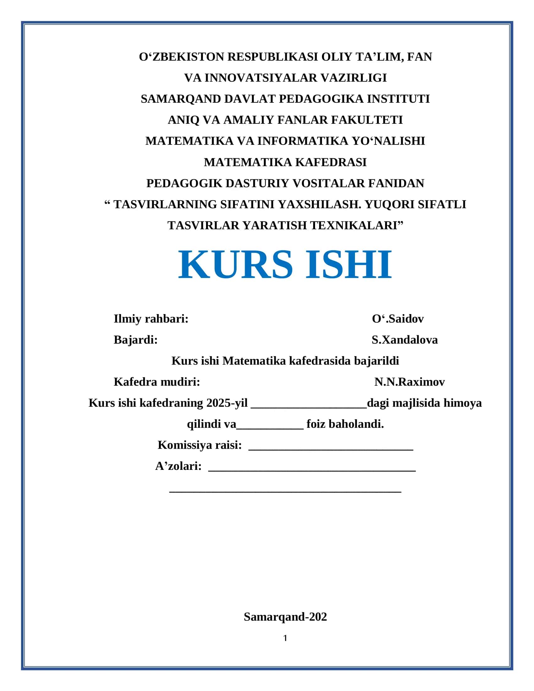 TASVIRLARNING SIFATINI YAXSHILASH. YUQORI SIFATLI TASVIRLAR YARATISH TEXNIKALARI 1
