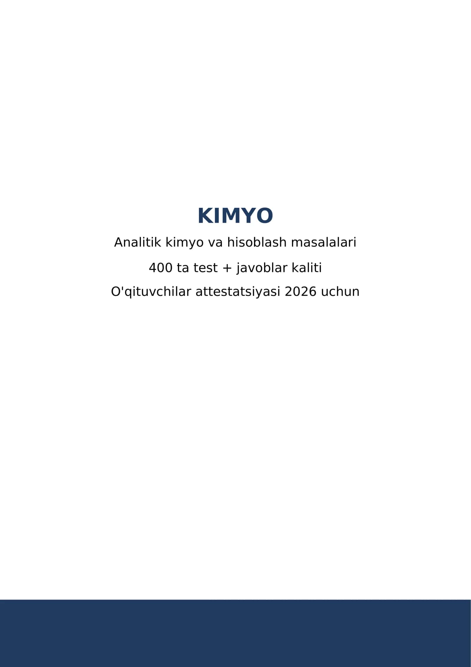 KIMYO - Analitik kimyo va hisoblash masalalari 1