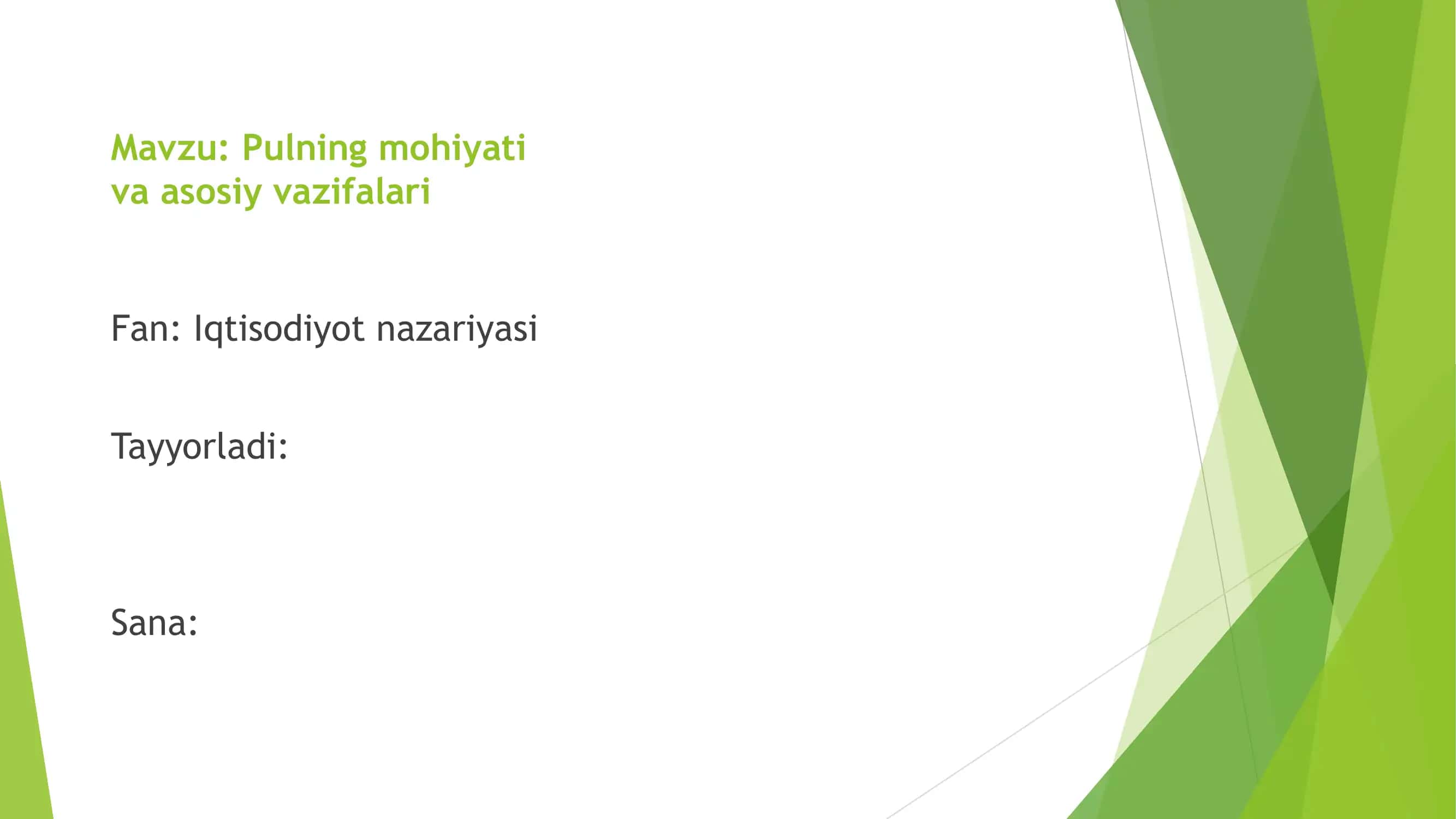 Pulning mohiyati va asosiy vazifalari 1