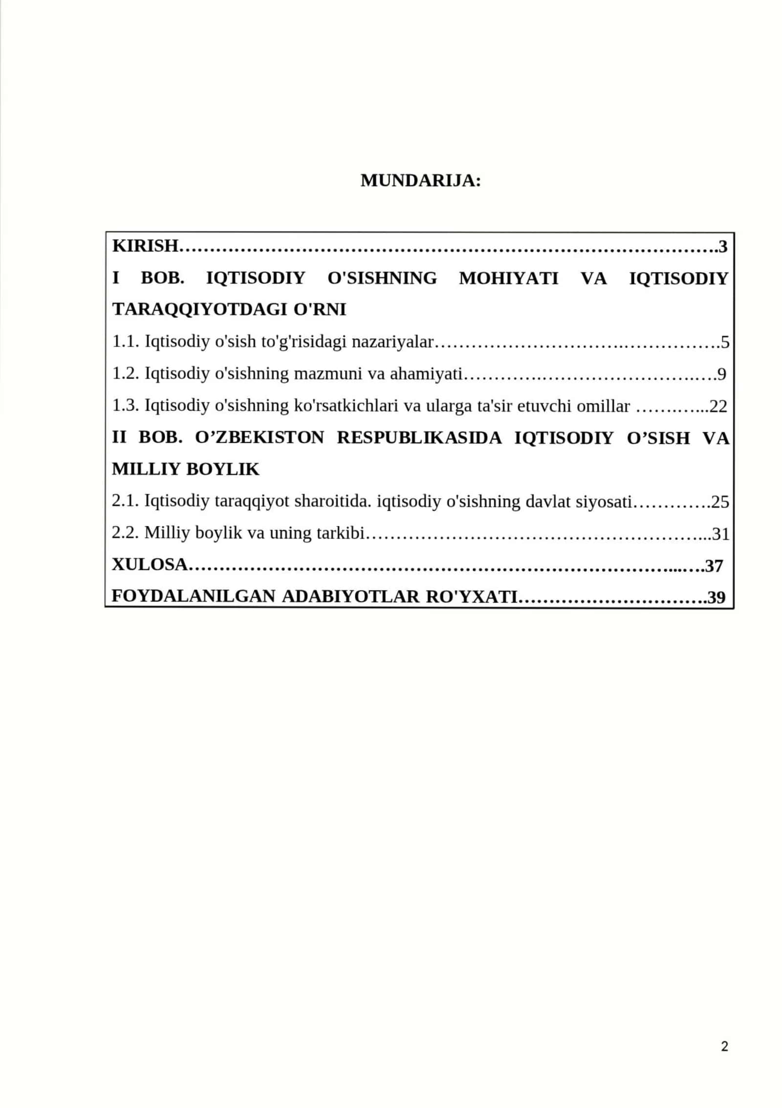 Iqtisodiy o'sishning ahamiyati 1