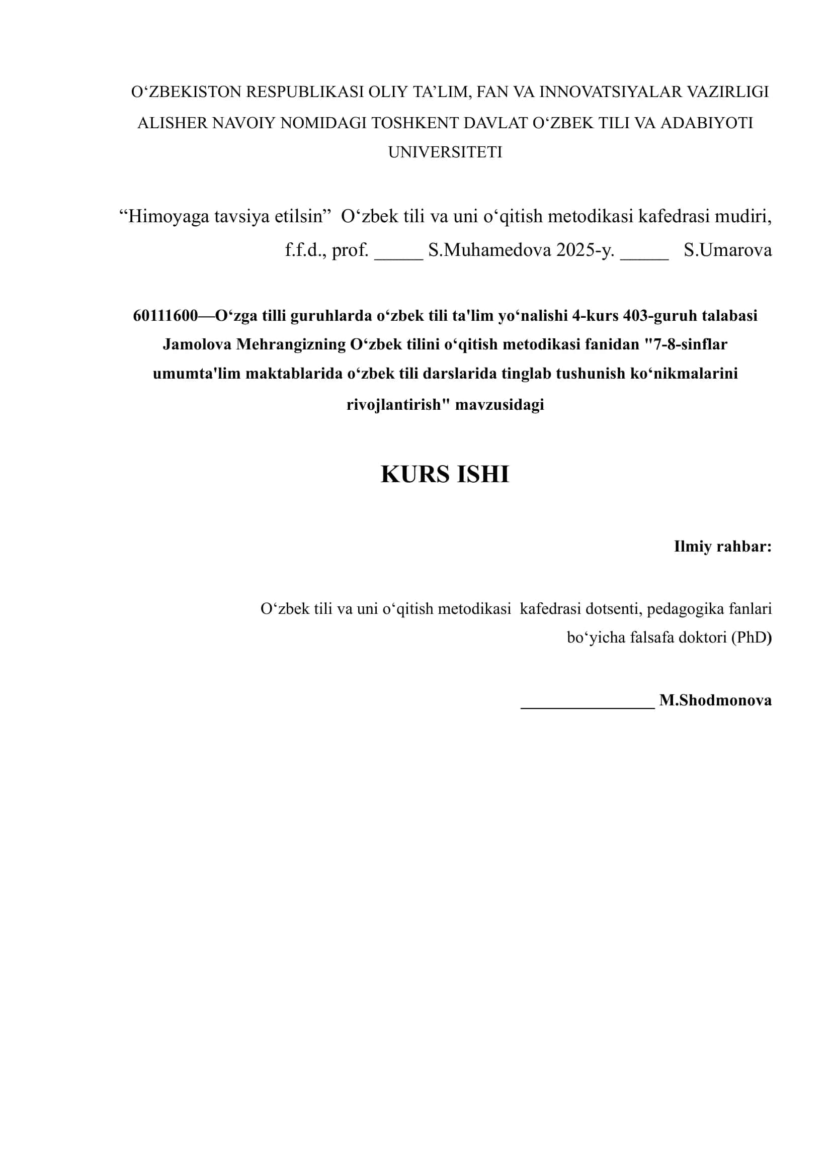 7-8-sinflar umumta'lim maktablarida o‘zbek tili darslarida tinglab tushunish ko‘nikmalarini rivojlantirish 1