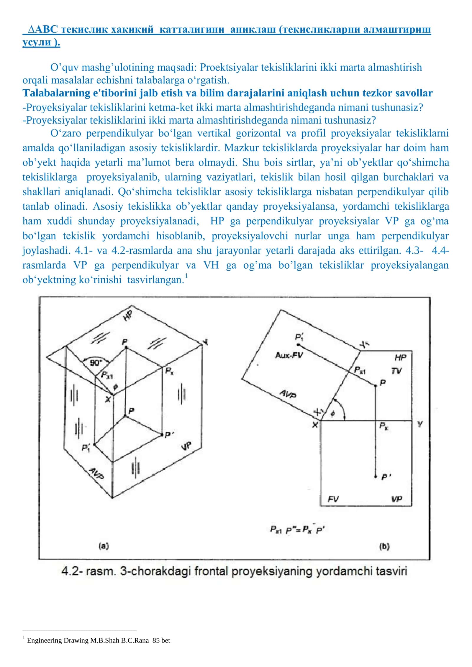 Proyeksiyalar Tekisliklarini Almashuv 1