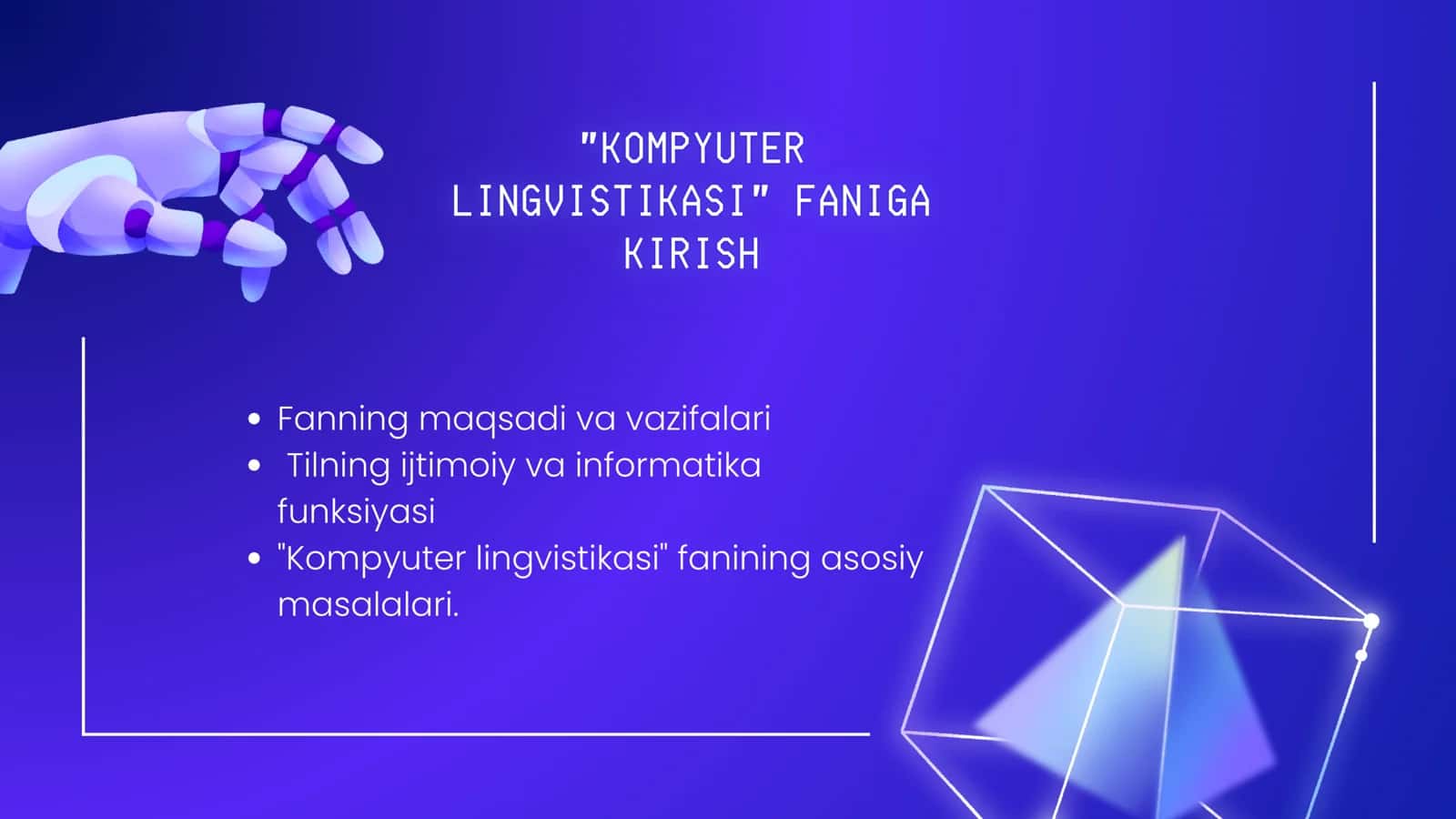 Kompyuter lingvistikasi faniga kirish 1