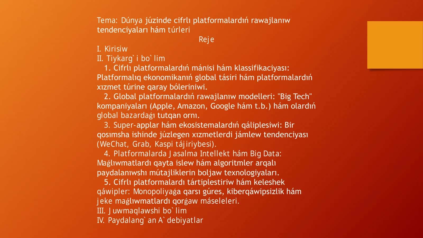 Dúnya júzinde cifrlı platformalardıń rawajlanıw tendenciyaları hám túrleri 1