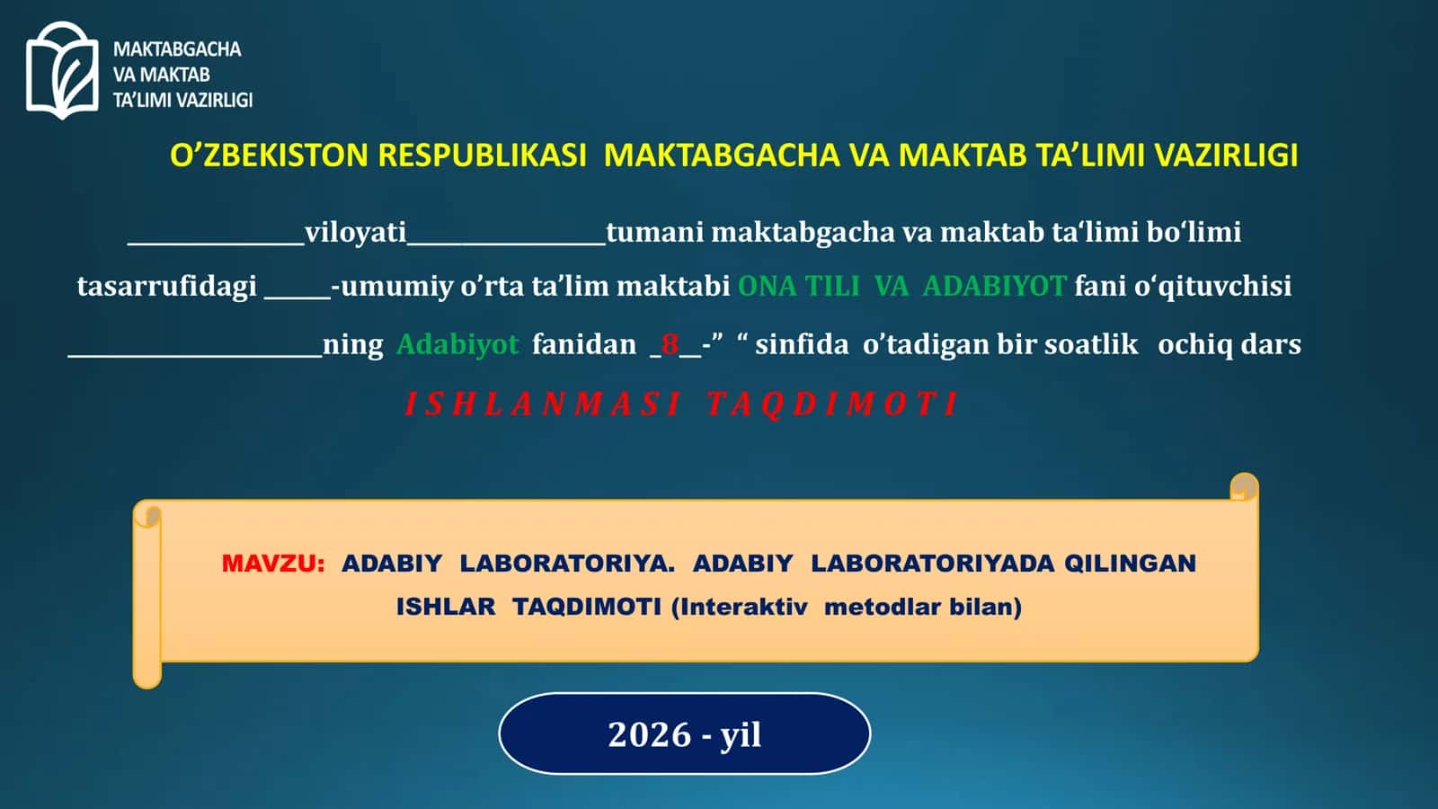 ADABIY LABORATORIYADA QILINGAN ISHLAR TAQDIMOTI 1