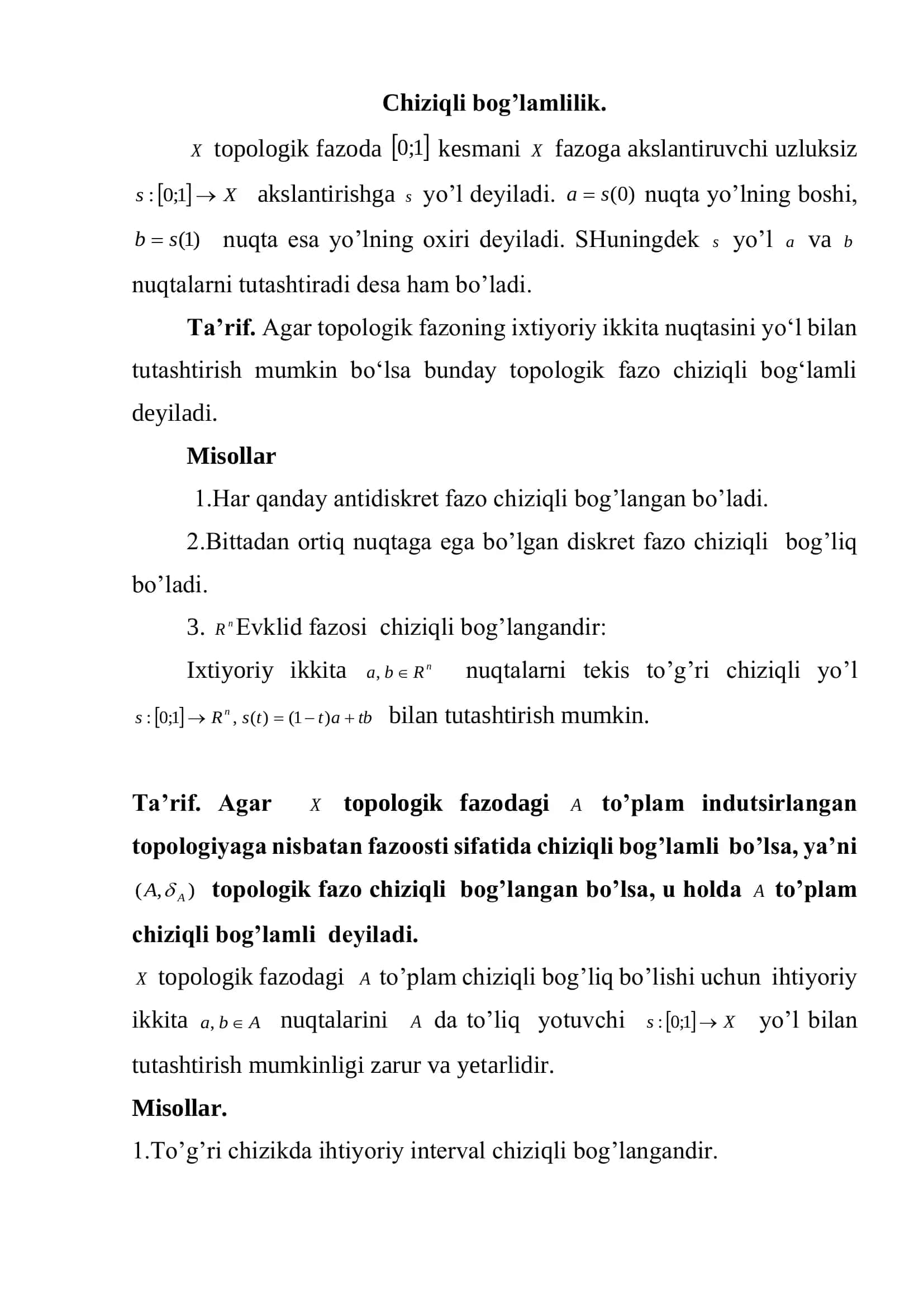 Chiziqli bog’lamlilik 1