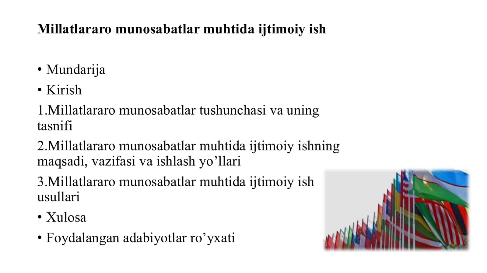 Millatlararo munosabatlar muhtida ijtimoiy ish .Nazokat 1