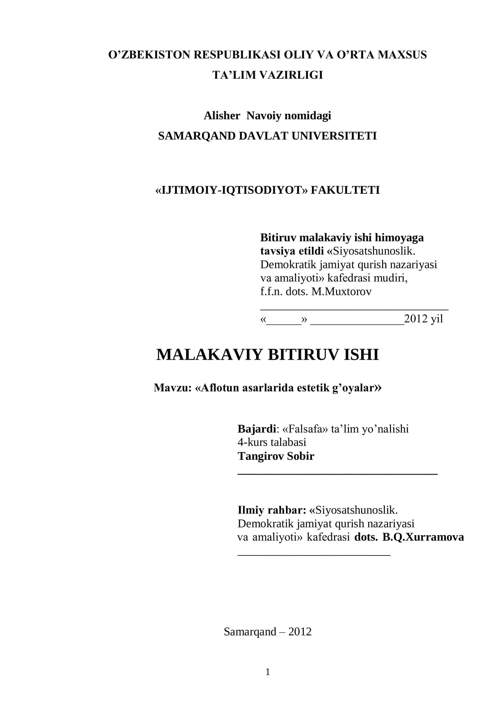 AFLOTUN ASARLARIDA ESTETIK G’OYALAR 1