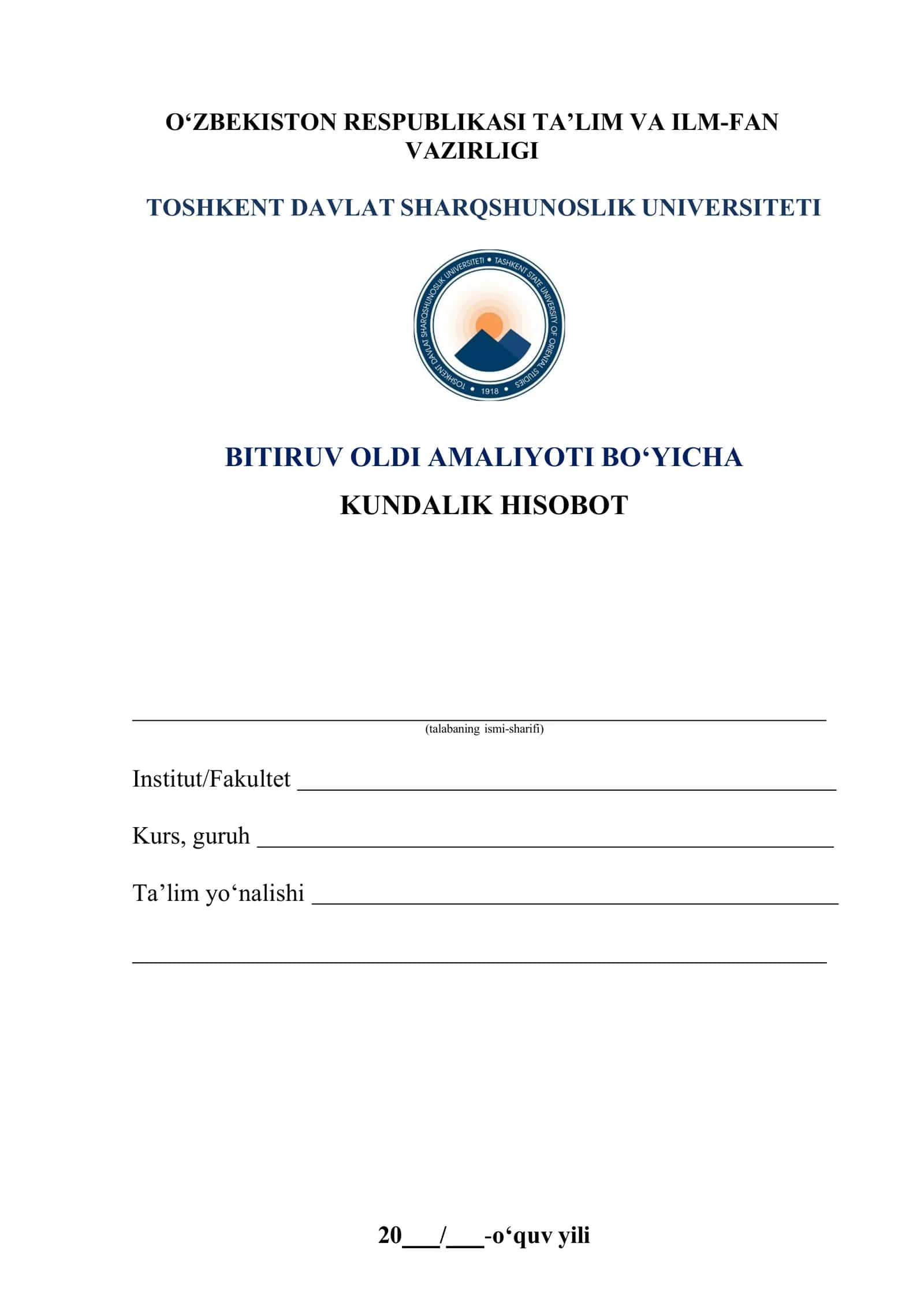 5-KURS AMALIYOT KUNDALIGI SHARQSHUNOSLIK UNIVERSITETI 1