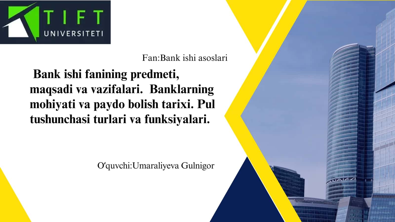 Bank ishi fanining predmeti 1