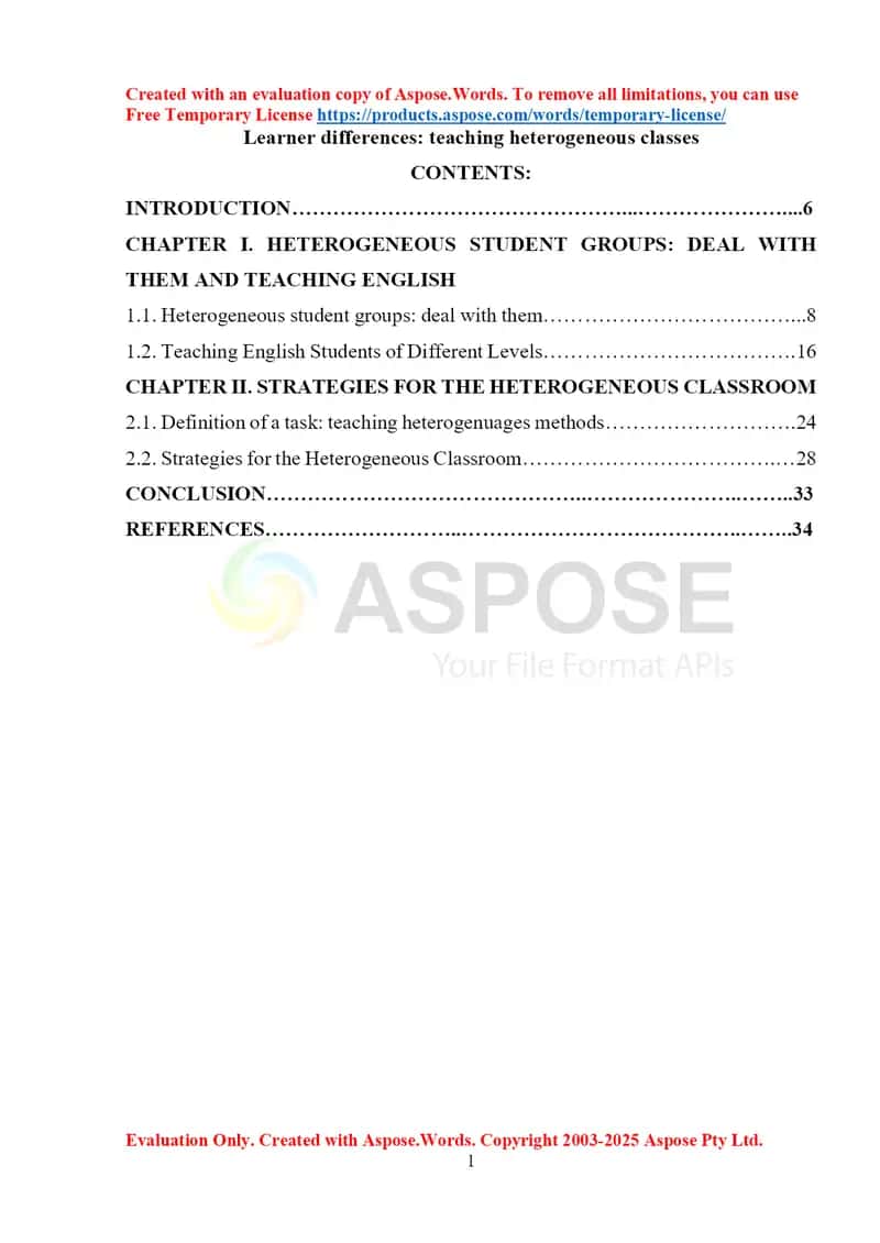Learner differences: teaching heterogeneous classes 1