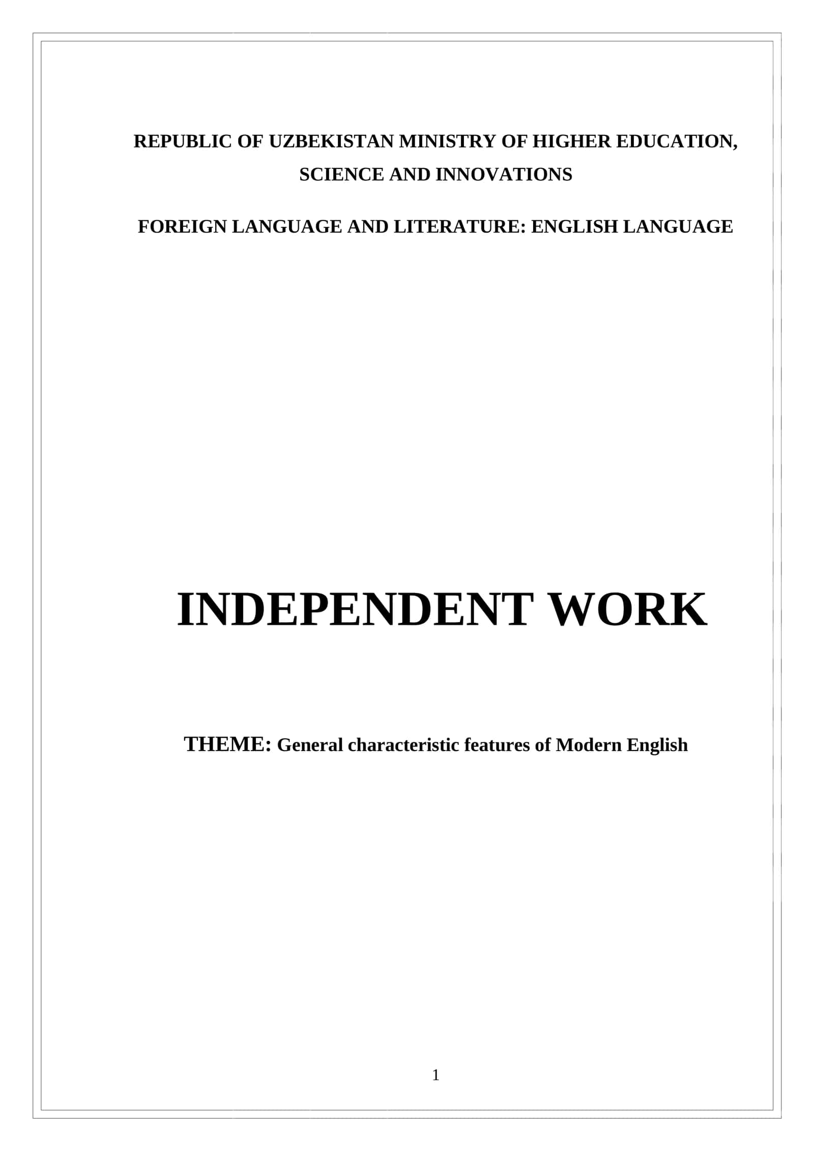 General characteristic features of Modern English 1