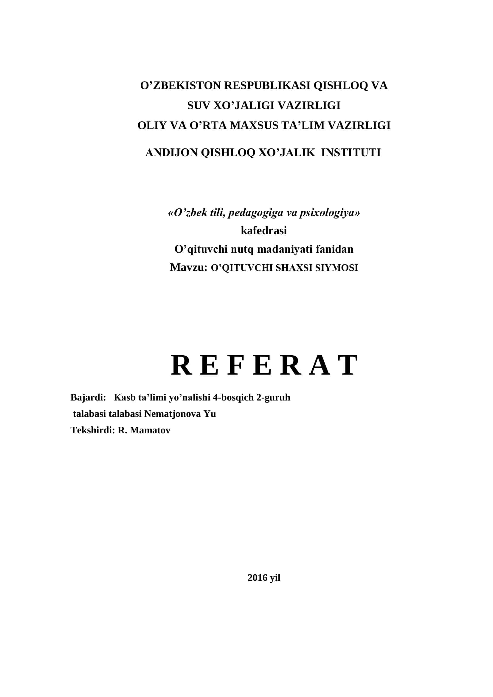 O’QITUVCHI SHAXSI SIYMOSI 1
