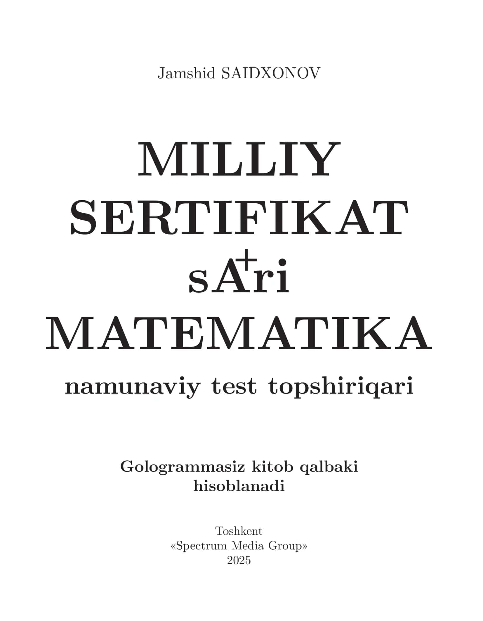 MATEMATIKA namunaviy test topshiriqari 1