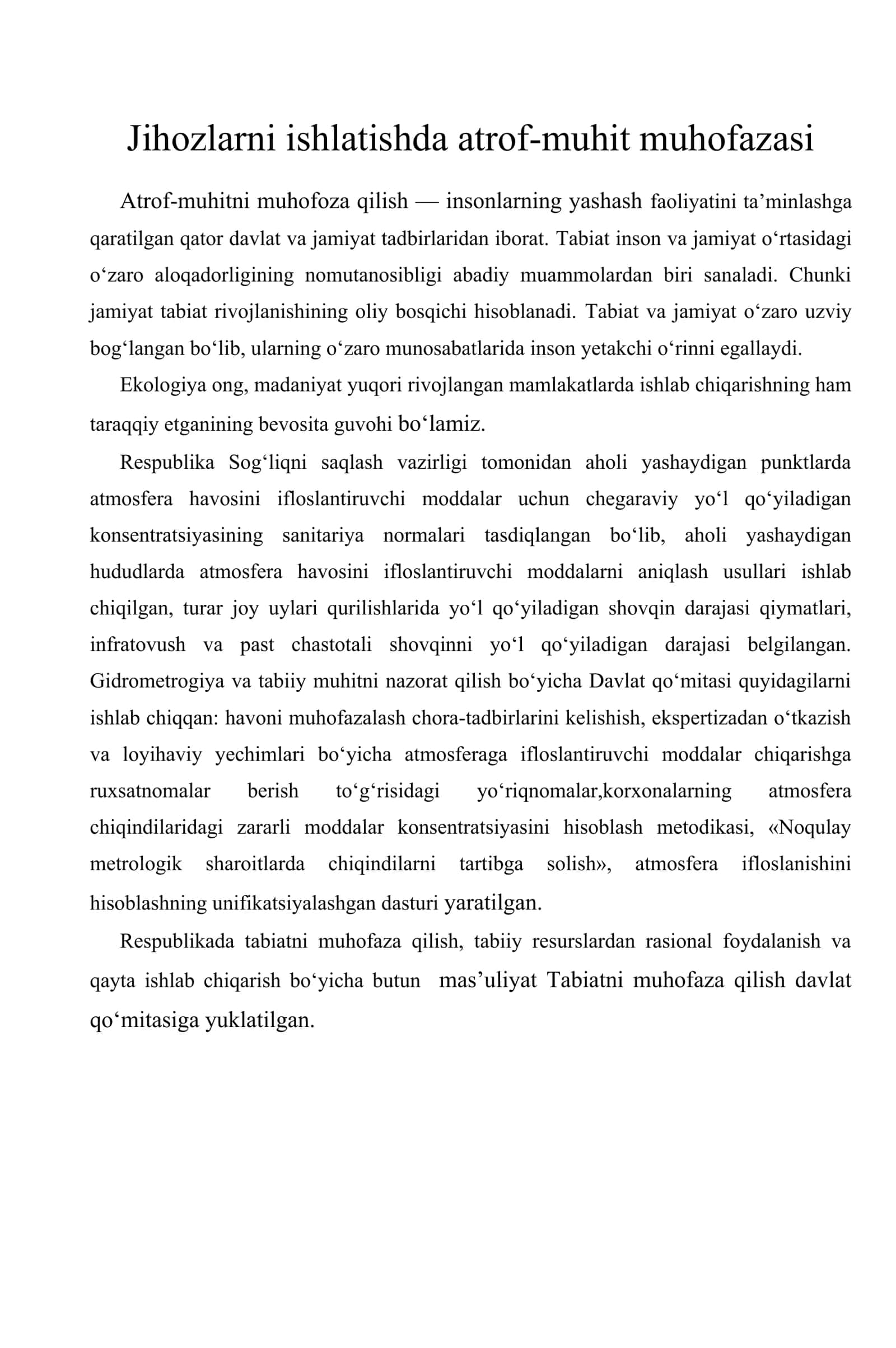 Jihozlarni ishlatishda atrof-muhit muhofazasi 1