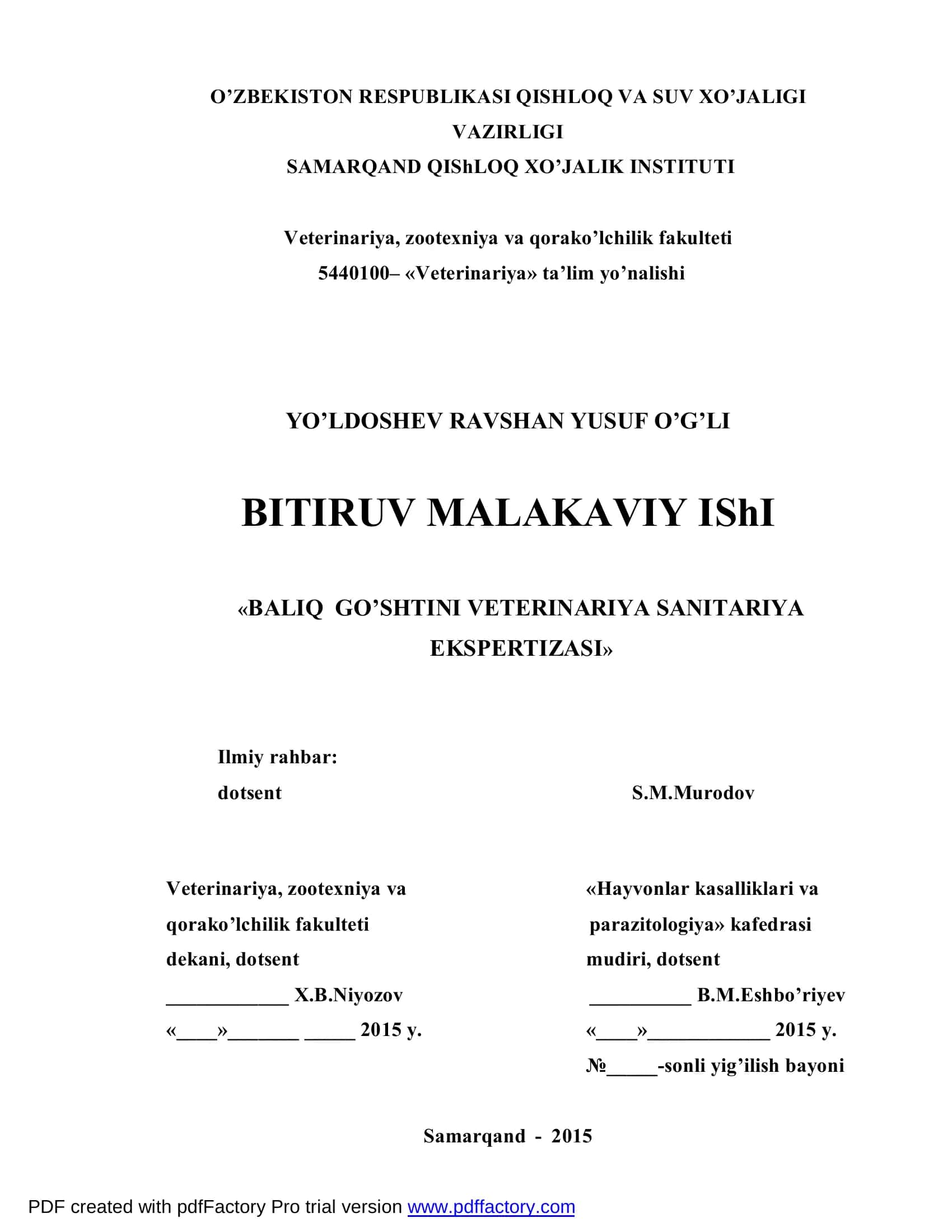 Balıq go'shtini veterinariya sanitariya ekspertizasi 1