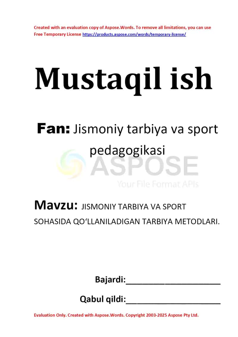 Jismoniy tarbiya va sport sohasida qo‘llaniladigan tarbiya metodlari 1