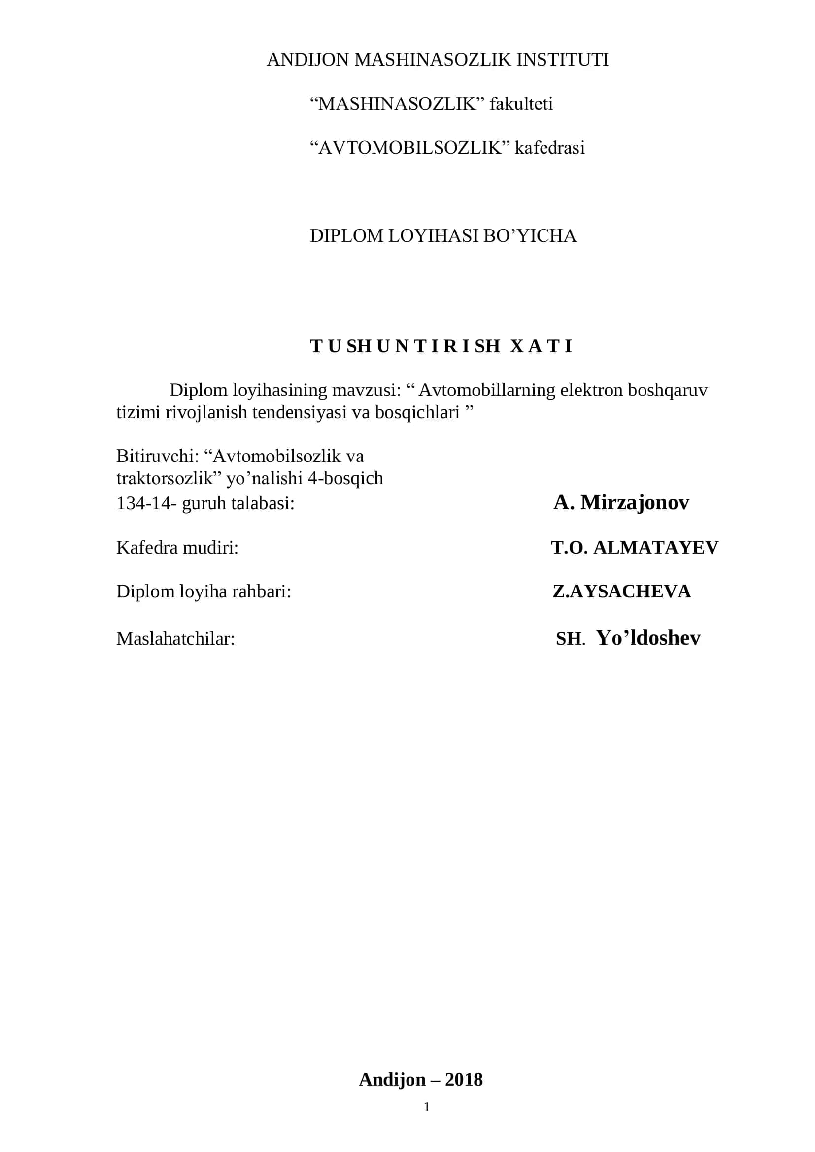 Avtomobillarning elektron boshqaruv tizimi rivojlanish tendensiyasi va bosqichlari 1
