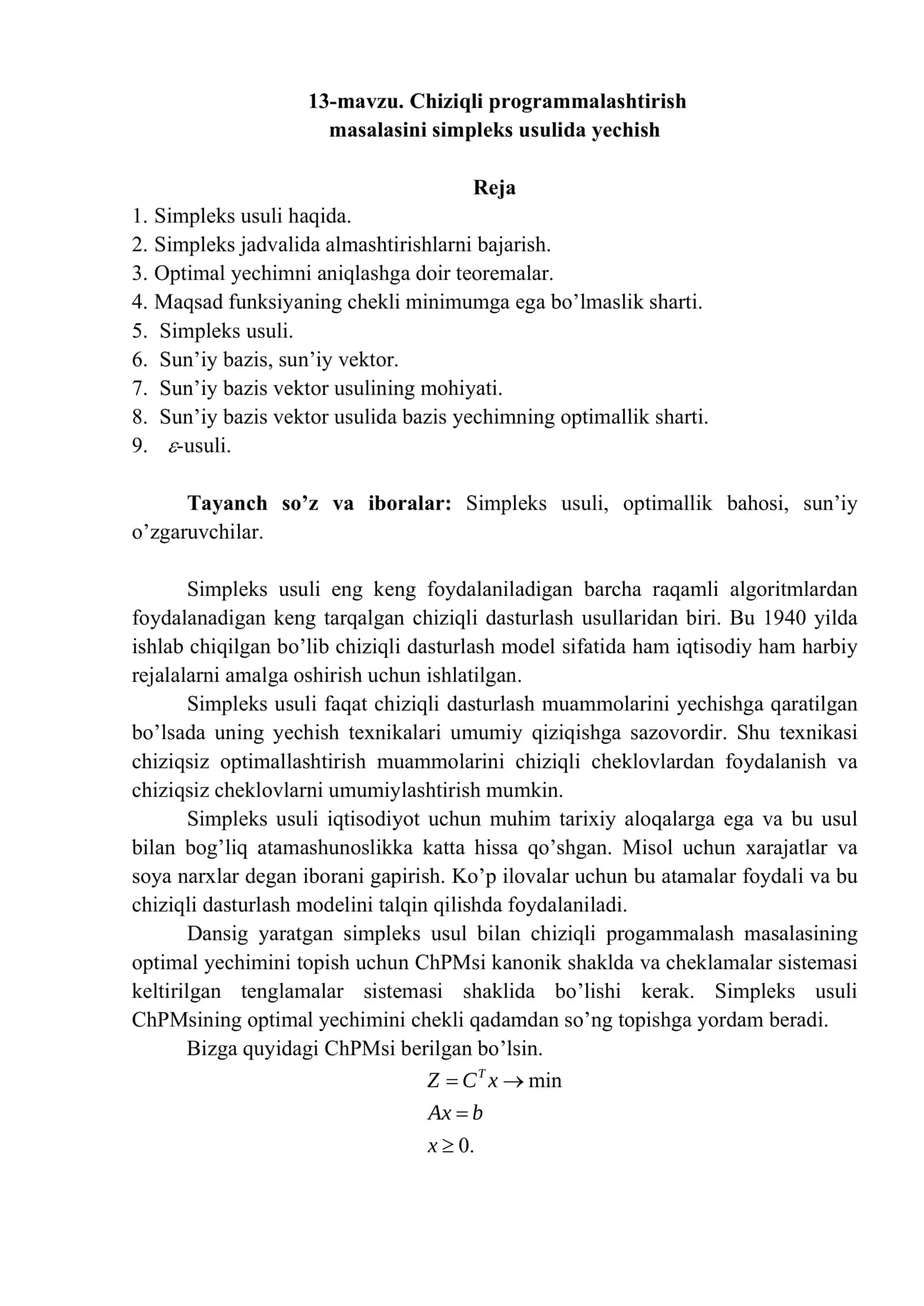 Simpleks usuli 1