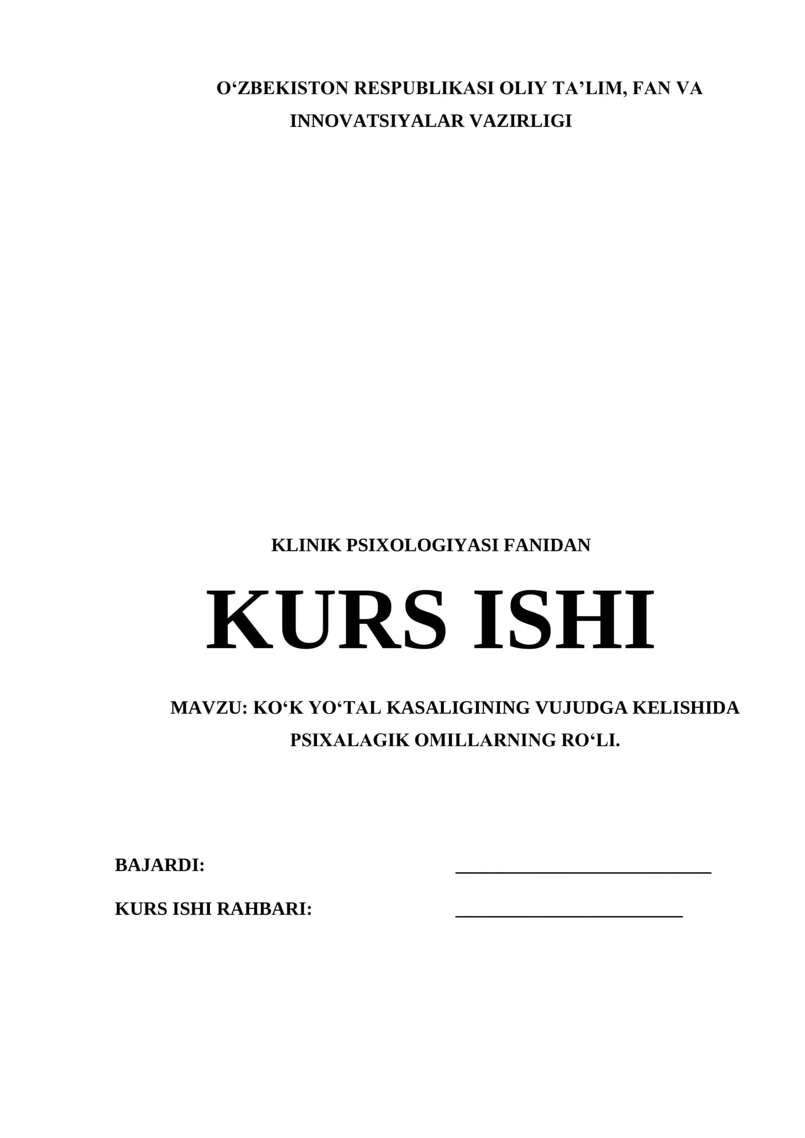 KLINIK PSIXOLOGIYASI FANIDAN KURS ISHI 1