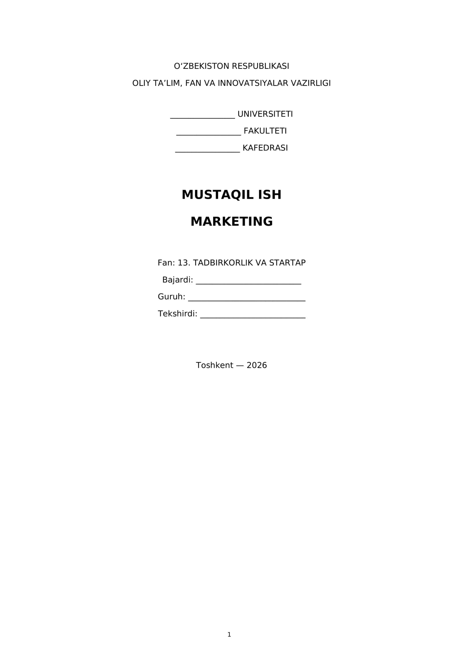 MUSTAQIL ISH MARKETING 1