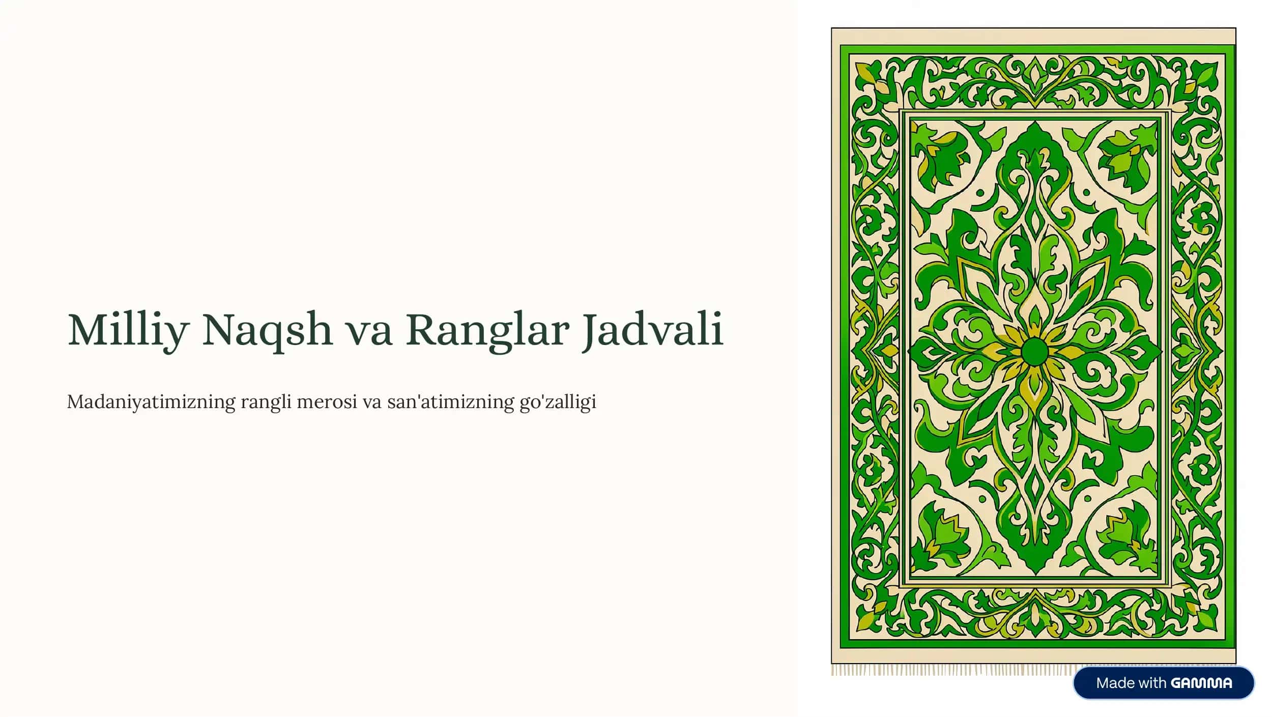 Milliy Naqsh va Ranglar Jadvali 1