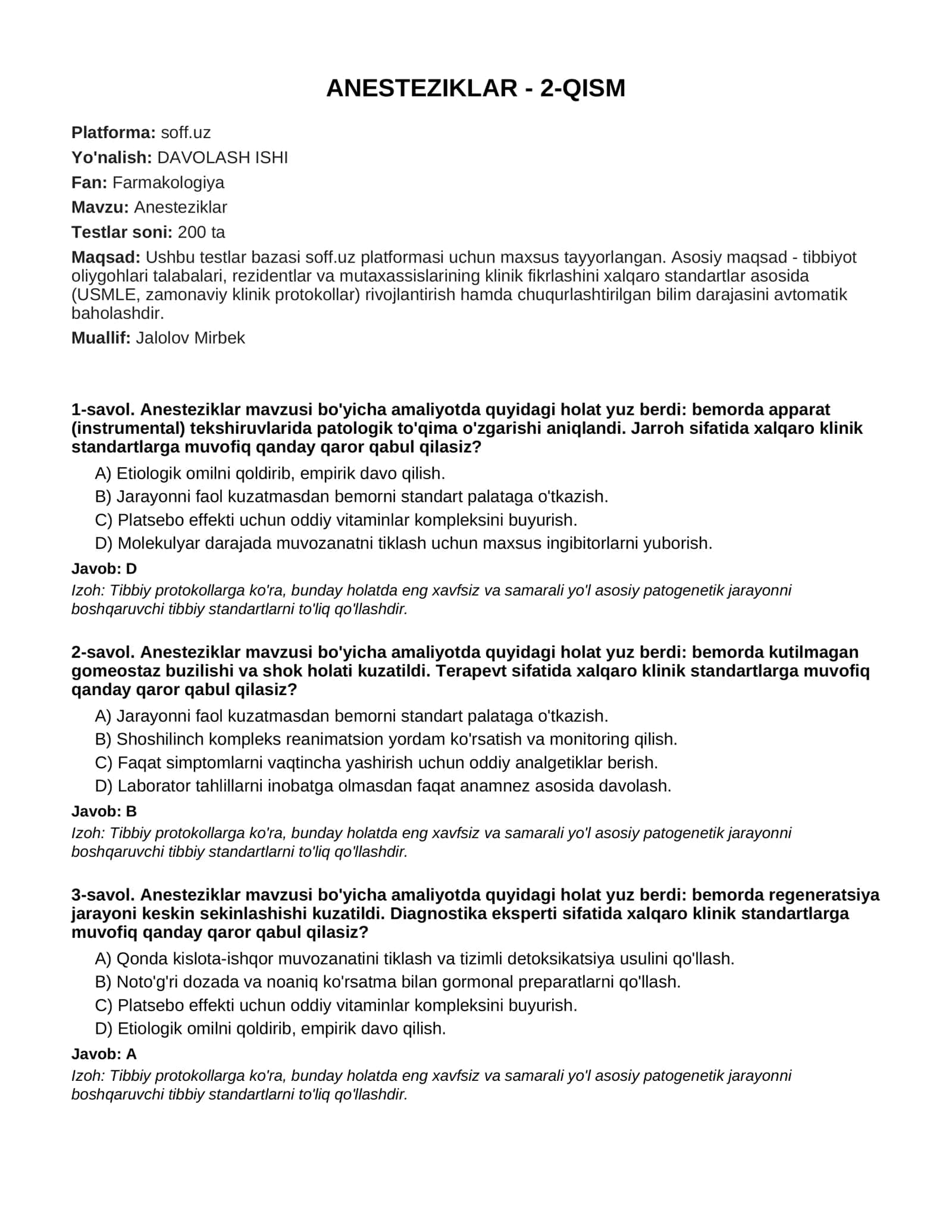 ANESTEZIKLAR - 2-QISM 1