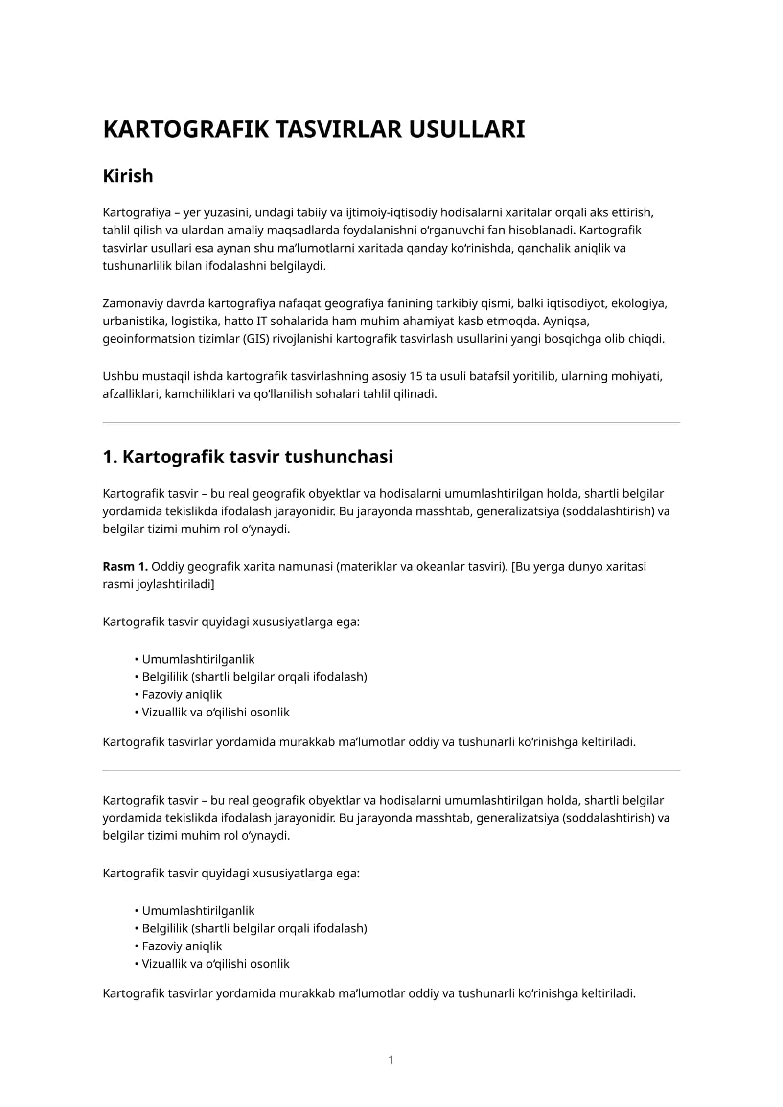 KARTOGRAFIK TASVIRLAR USULLARI 1