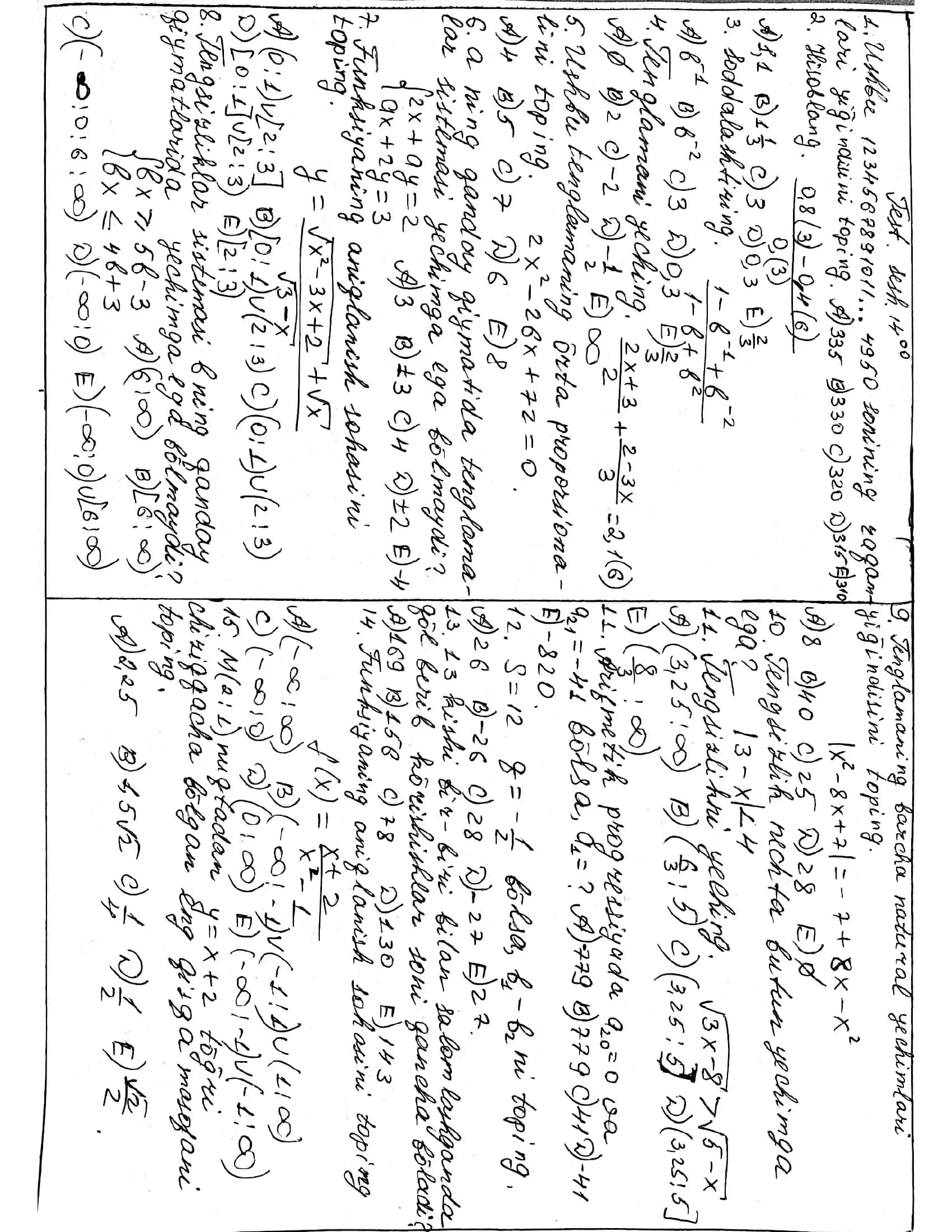 matematika test 1
