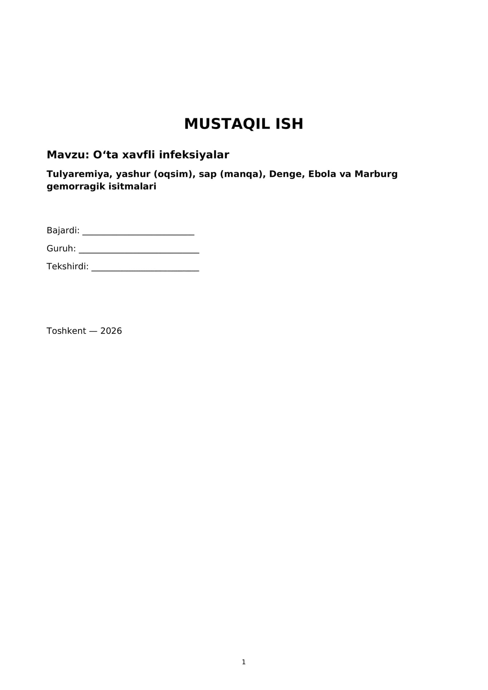 O‘ta xavfli infeksiyalar 1