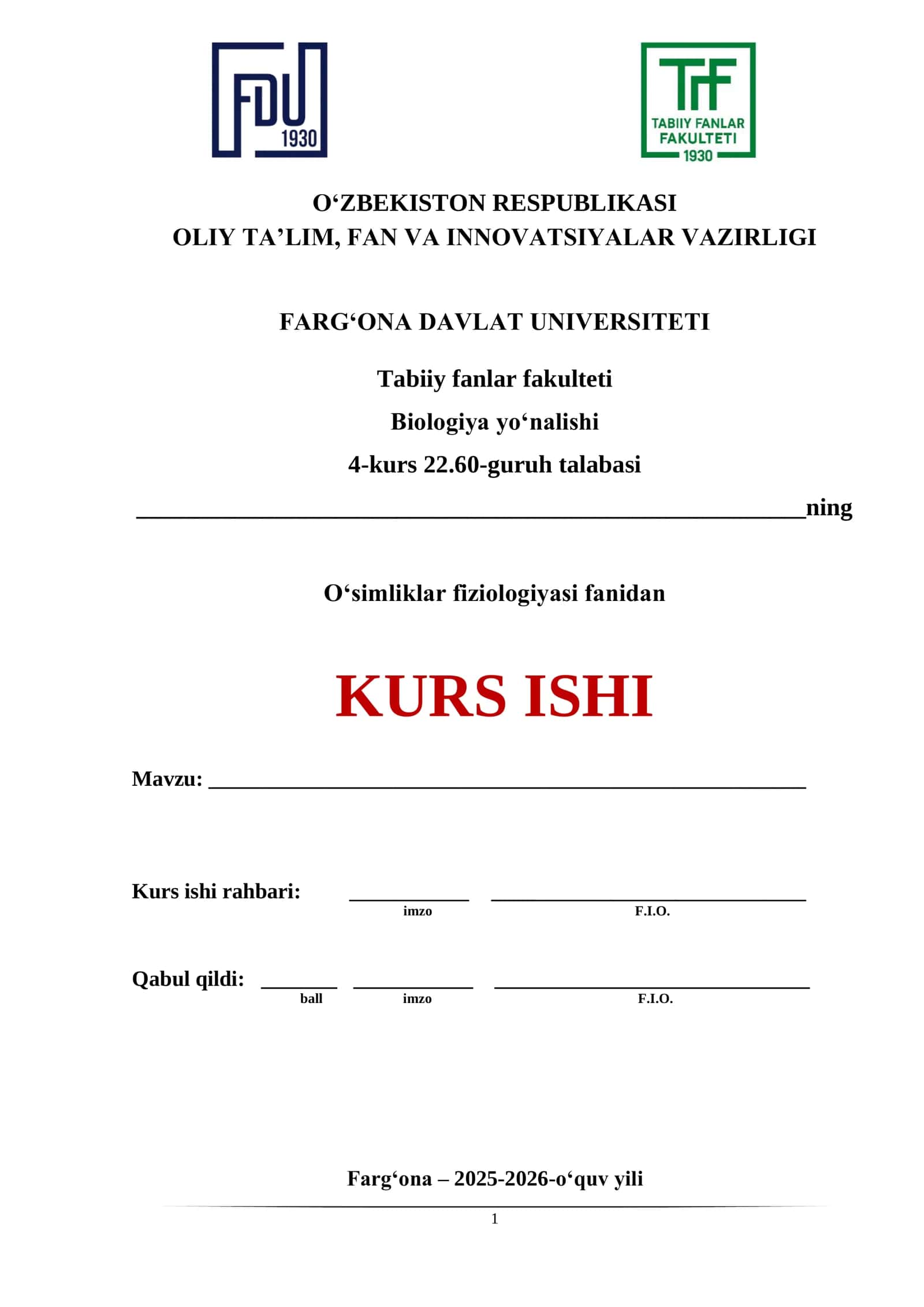 Fiziologik kasalliklarning umumiy tavsifi 1