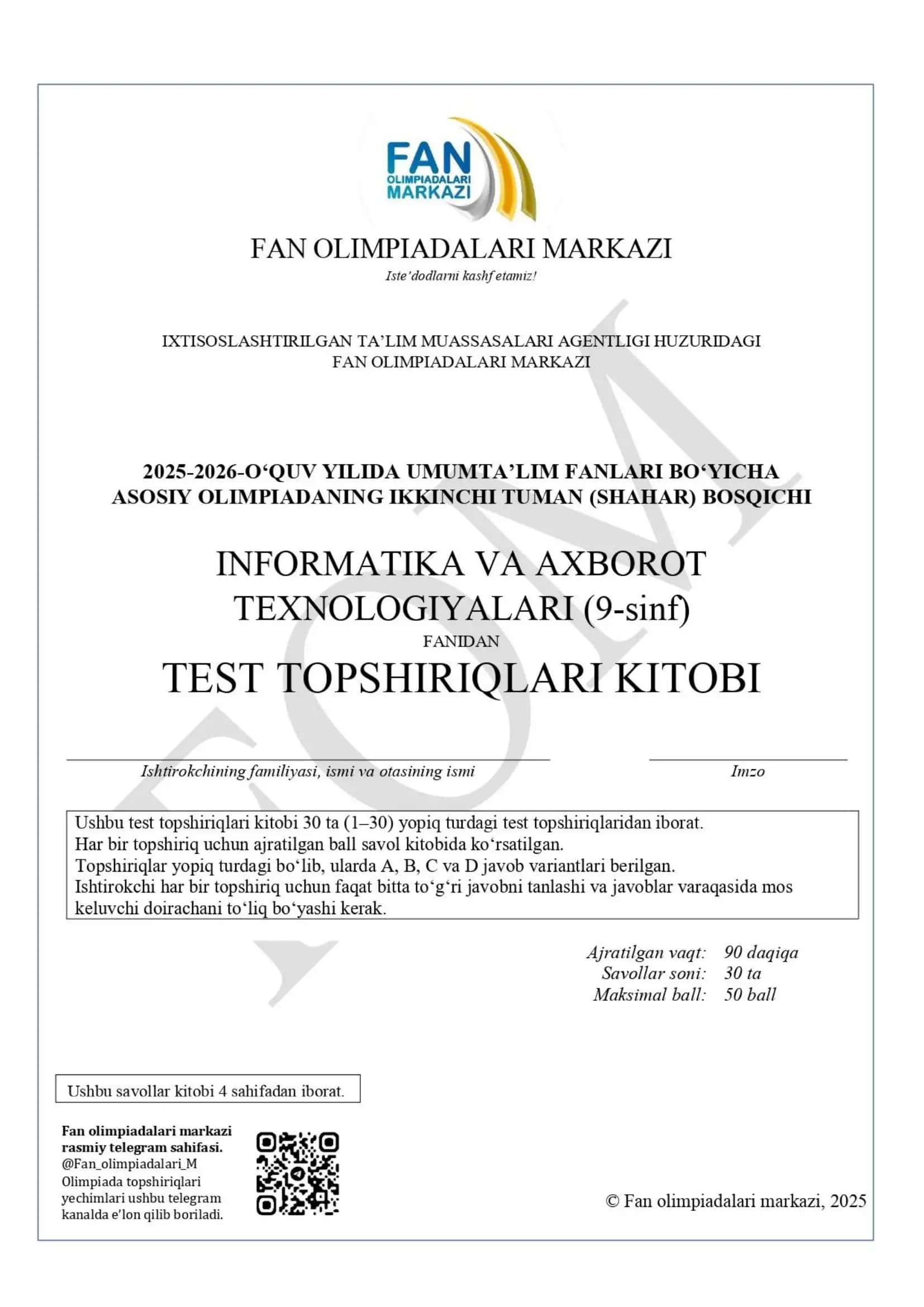 9-sinf Informatika kalitlari 1