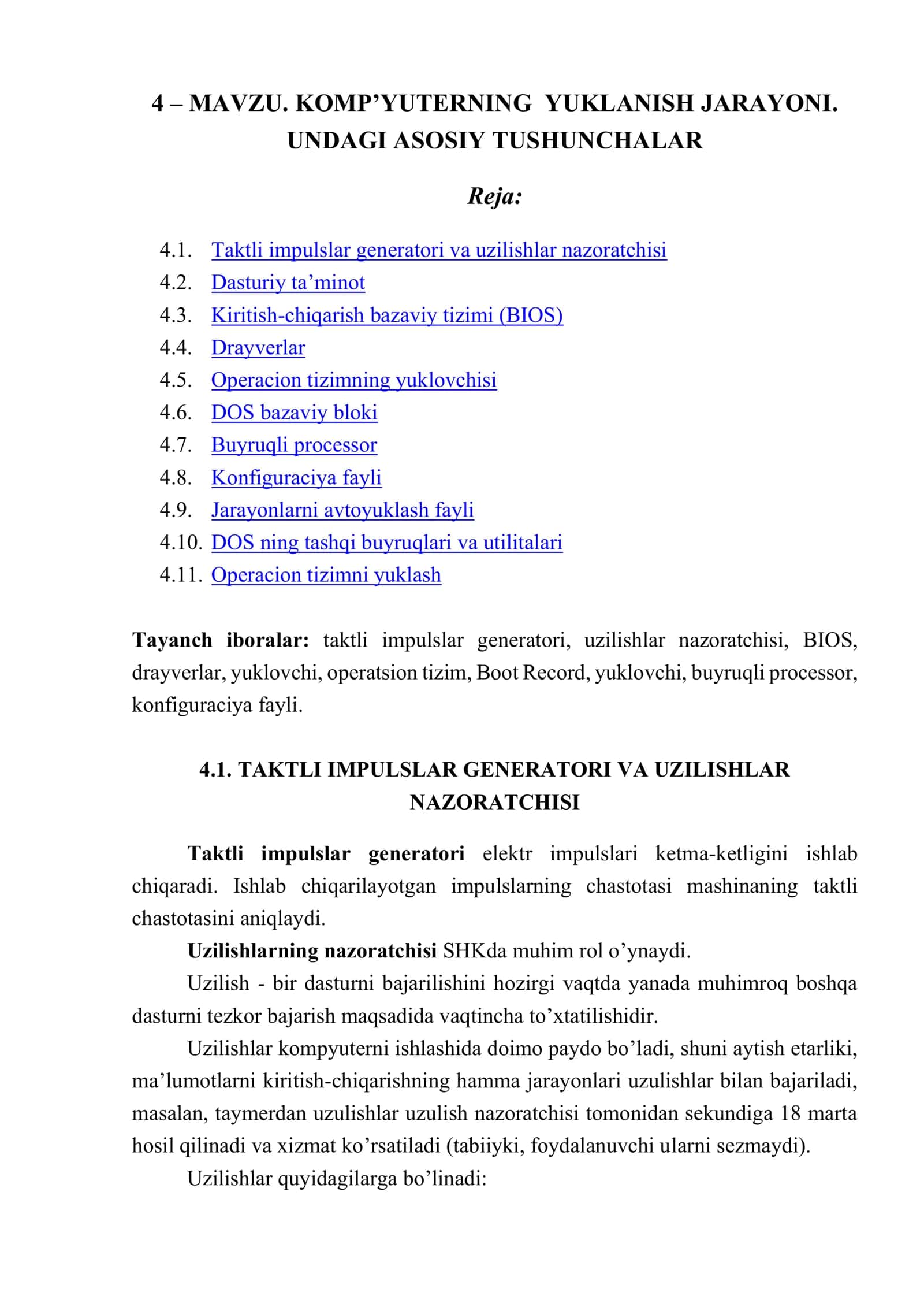 KOMP’YUTERNING YUKLANISH JARAYONI 1