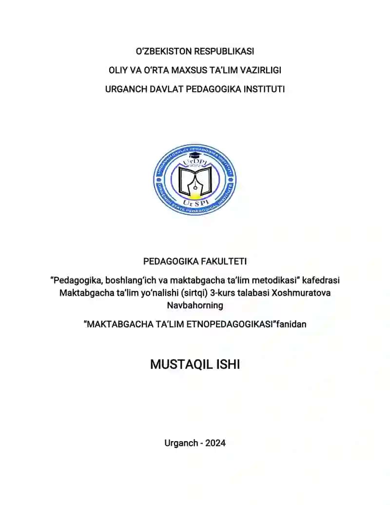 Maktabgacha Ta'lim Etnopedagogikasi 1