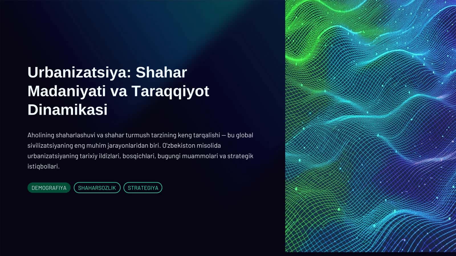 Urbanizatsiya: Shahar Madaniyati va Taraqqiyot Dinamikasi 1