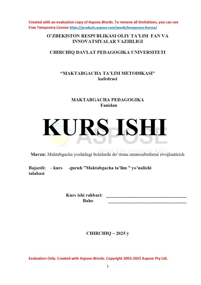 Maktabgacha Yoshidagi Bolalarda Do'stona Munosabatlarni Rivojlantirish 1