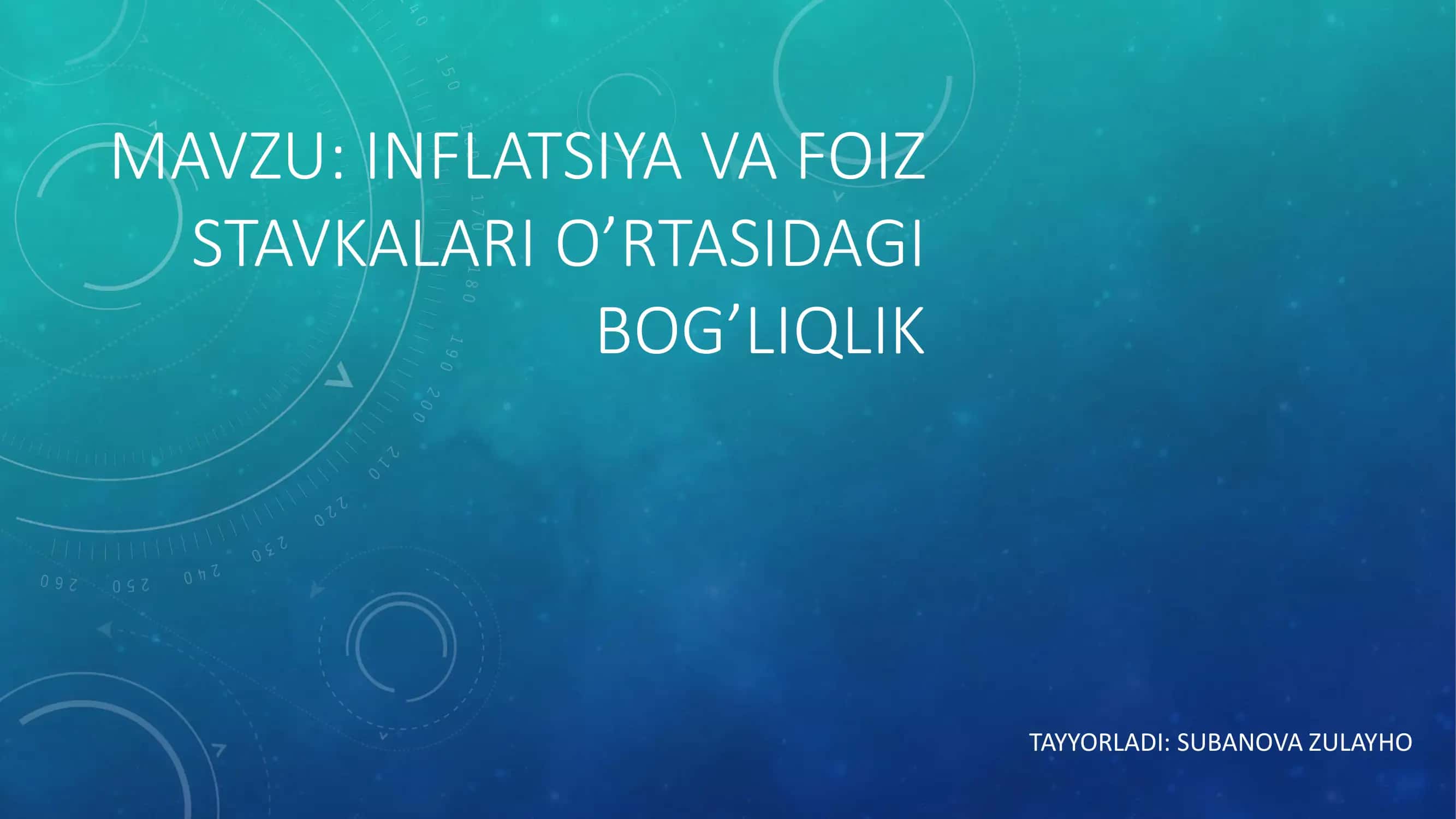 INFLATSIYA VA FOIZ STAVKALARI O’RTASIDAGI BOG’LIQLIK 1