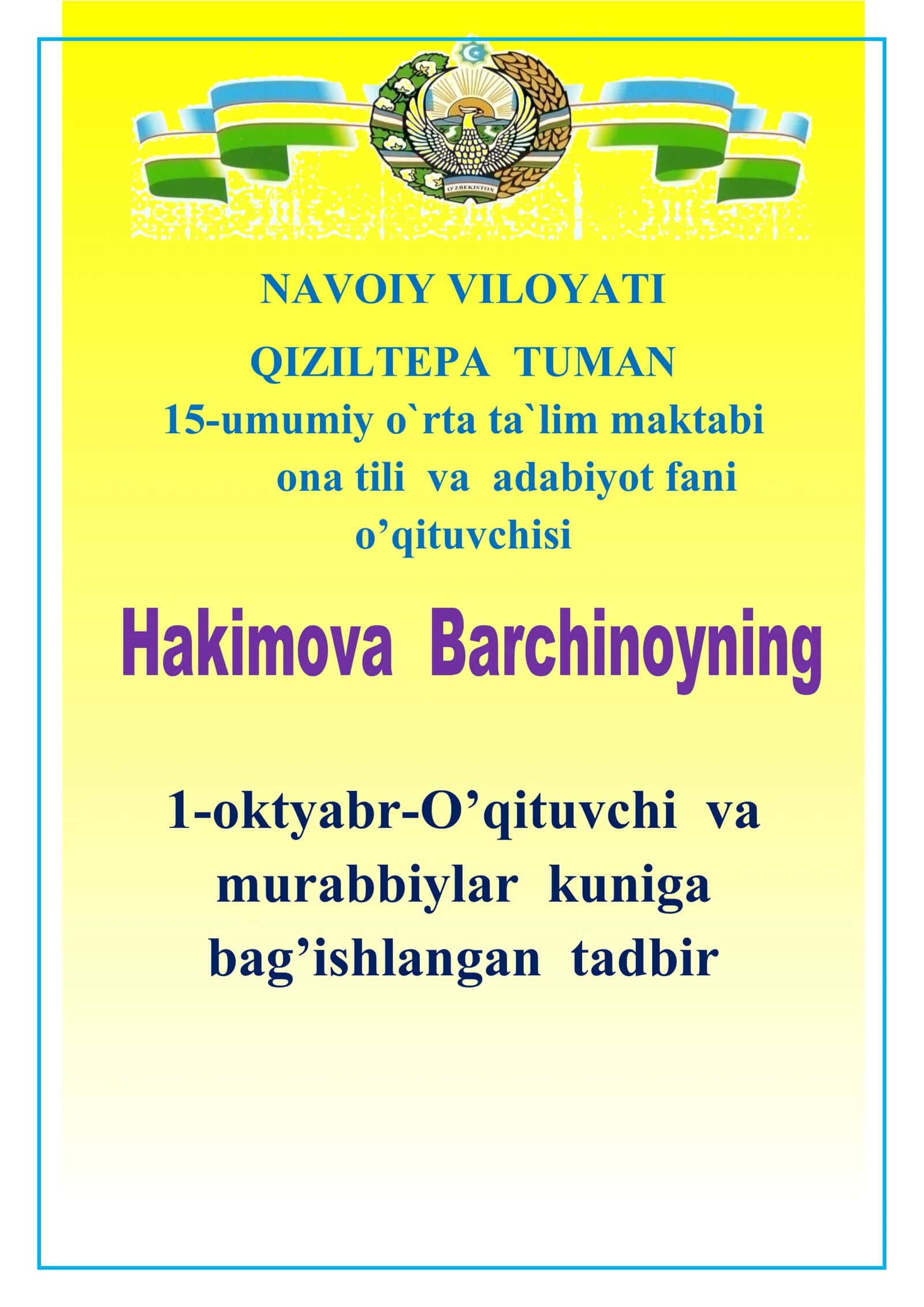 Murabbiylar va O'qituvchilar Kuni 1