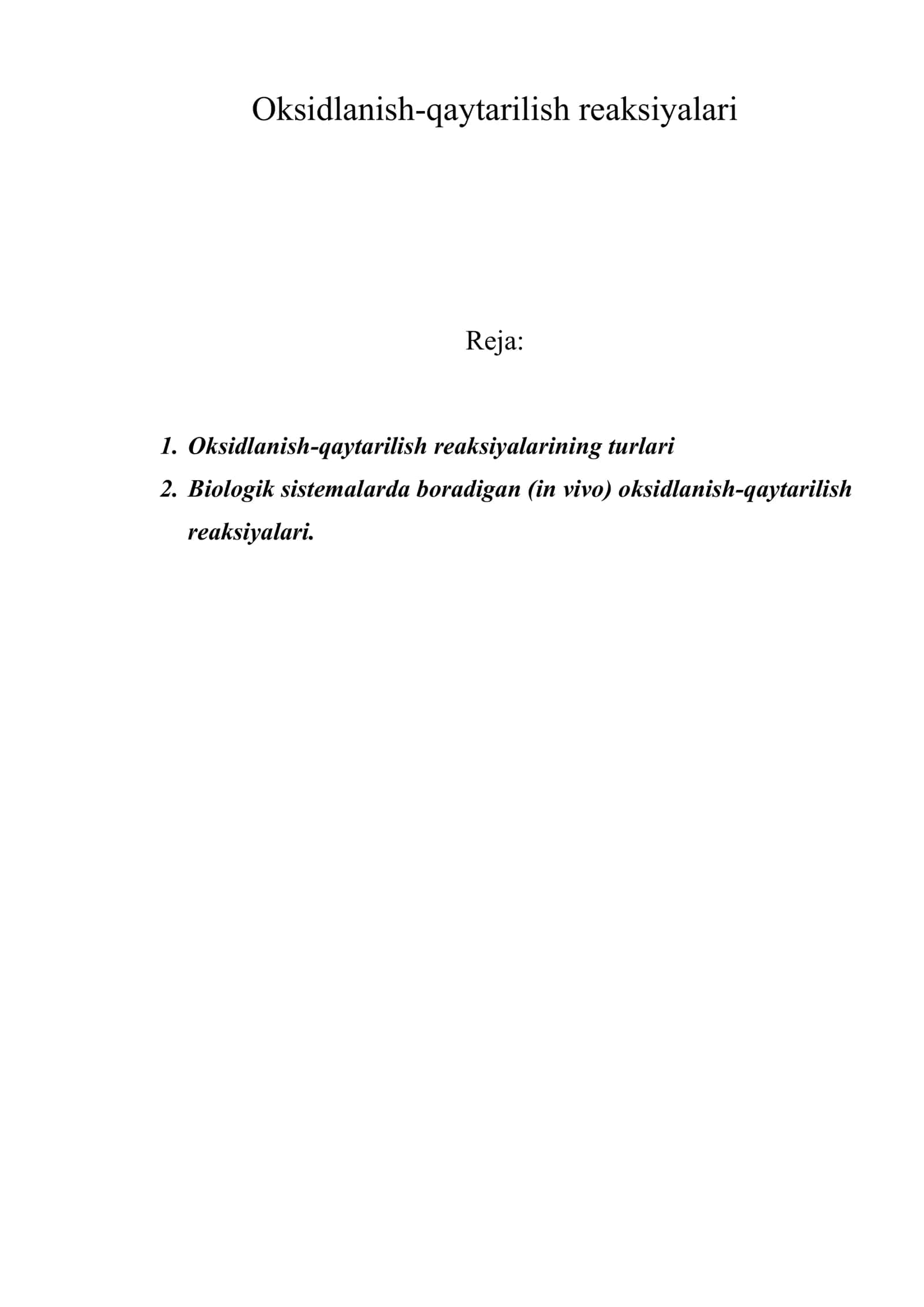 Oksidlanish-qaytarilish reaksiyalari 1