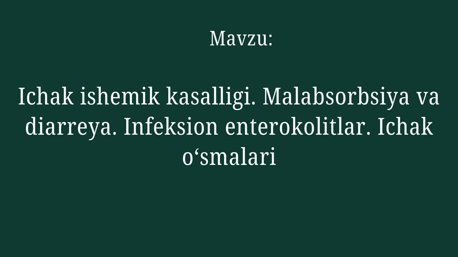 Ichak kasalliklari 1