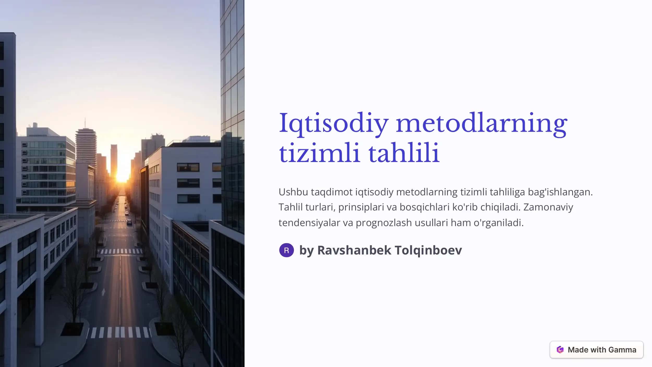 Iqtisodiy metodlarning tizimli tahlili 1