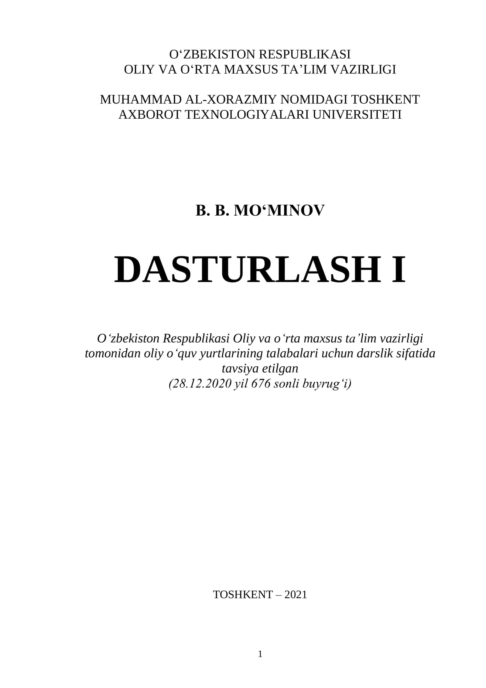 Dasturlash I 1