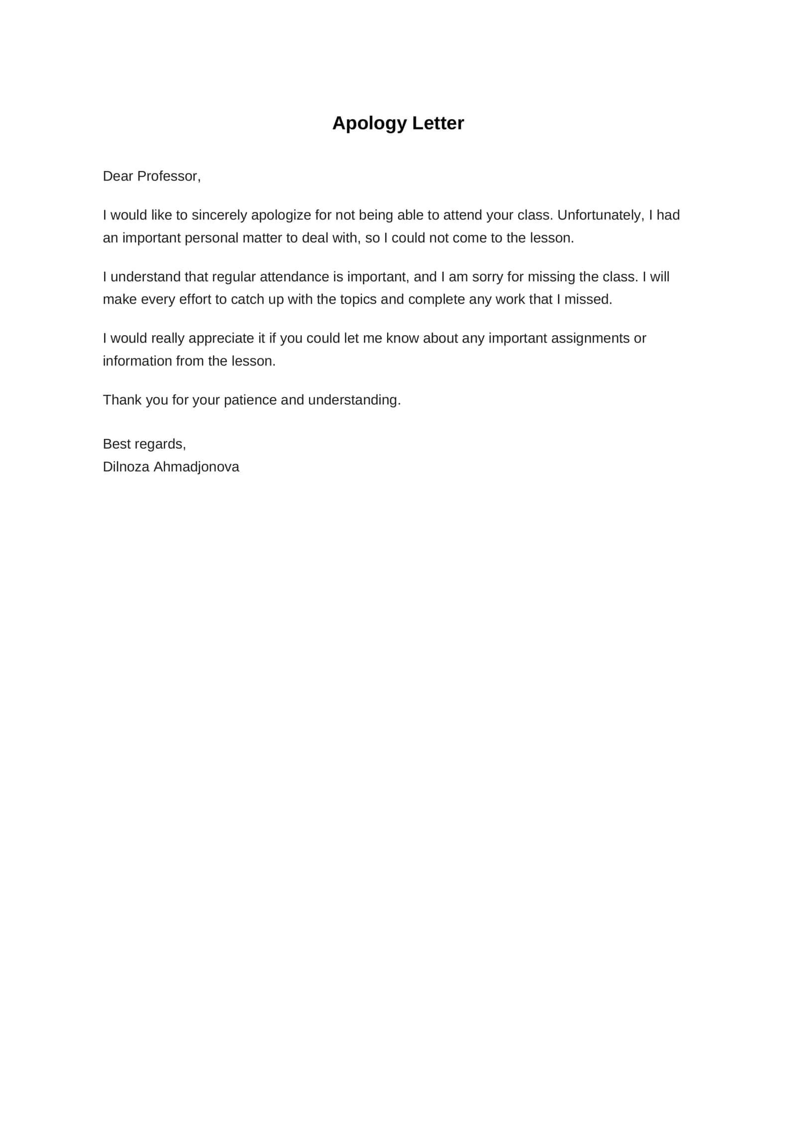 Apology Letter 1