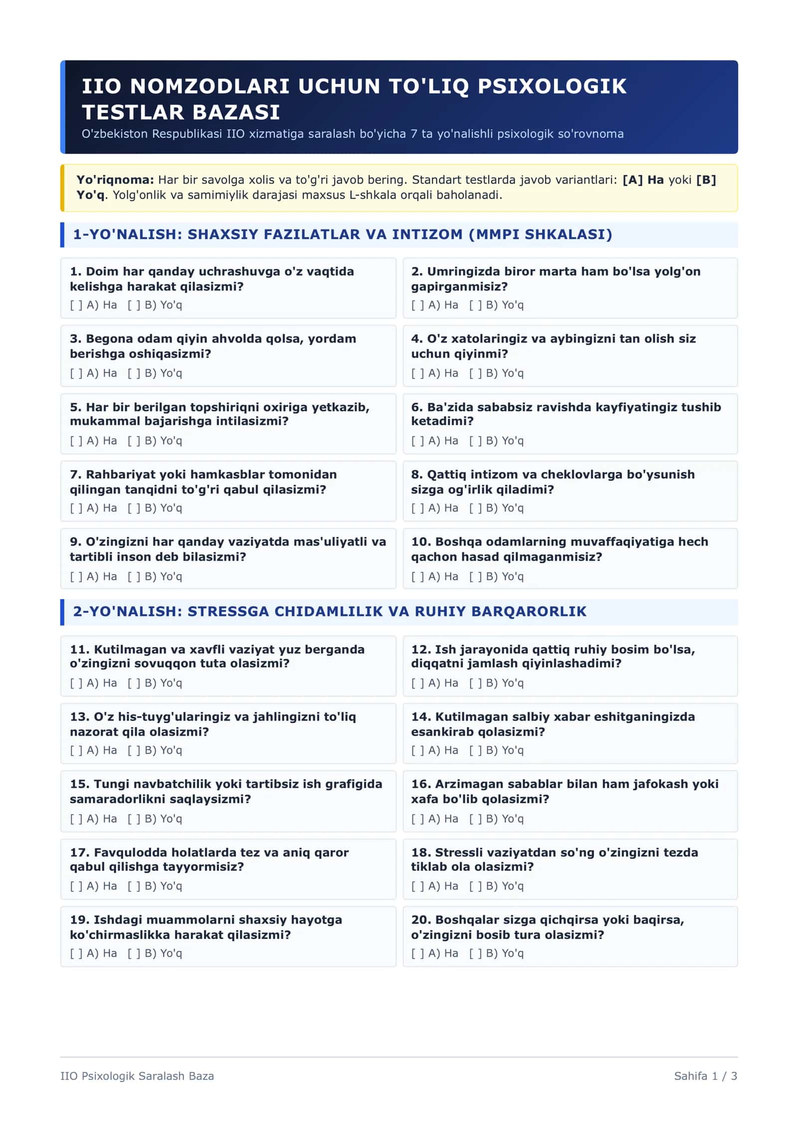TO'LIQ PSIXOLOGIK TESTLAR BAZASI 1