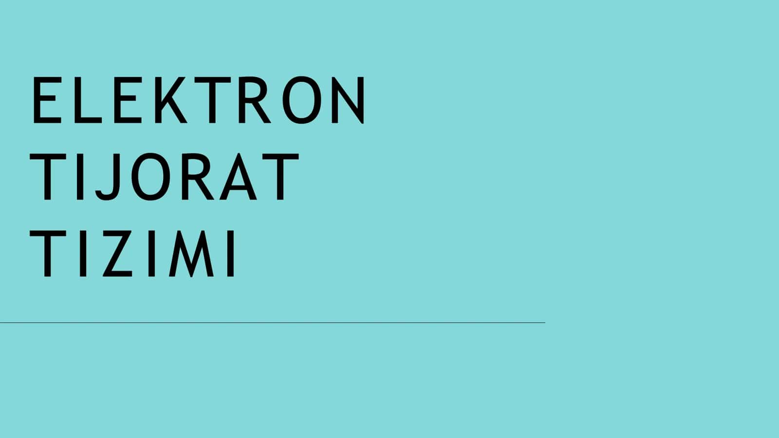 Elektron Tijorat Tizimi 1